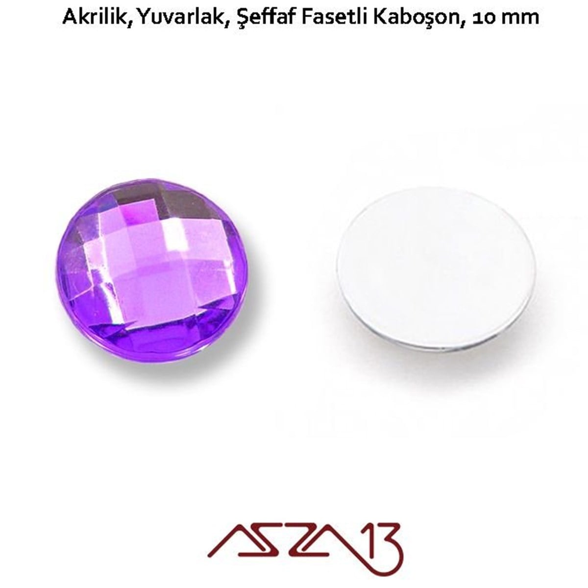 AKRİLİK TAŞKaboşon ve CameoMarkasız10 Adet 10 mm Mor Renk Yuvarlak Akrilik Taş (1,8 gr)