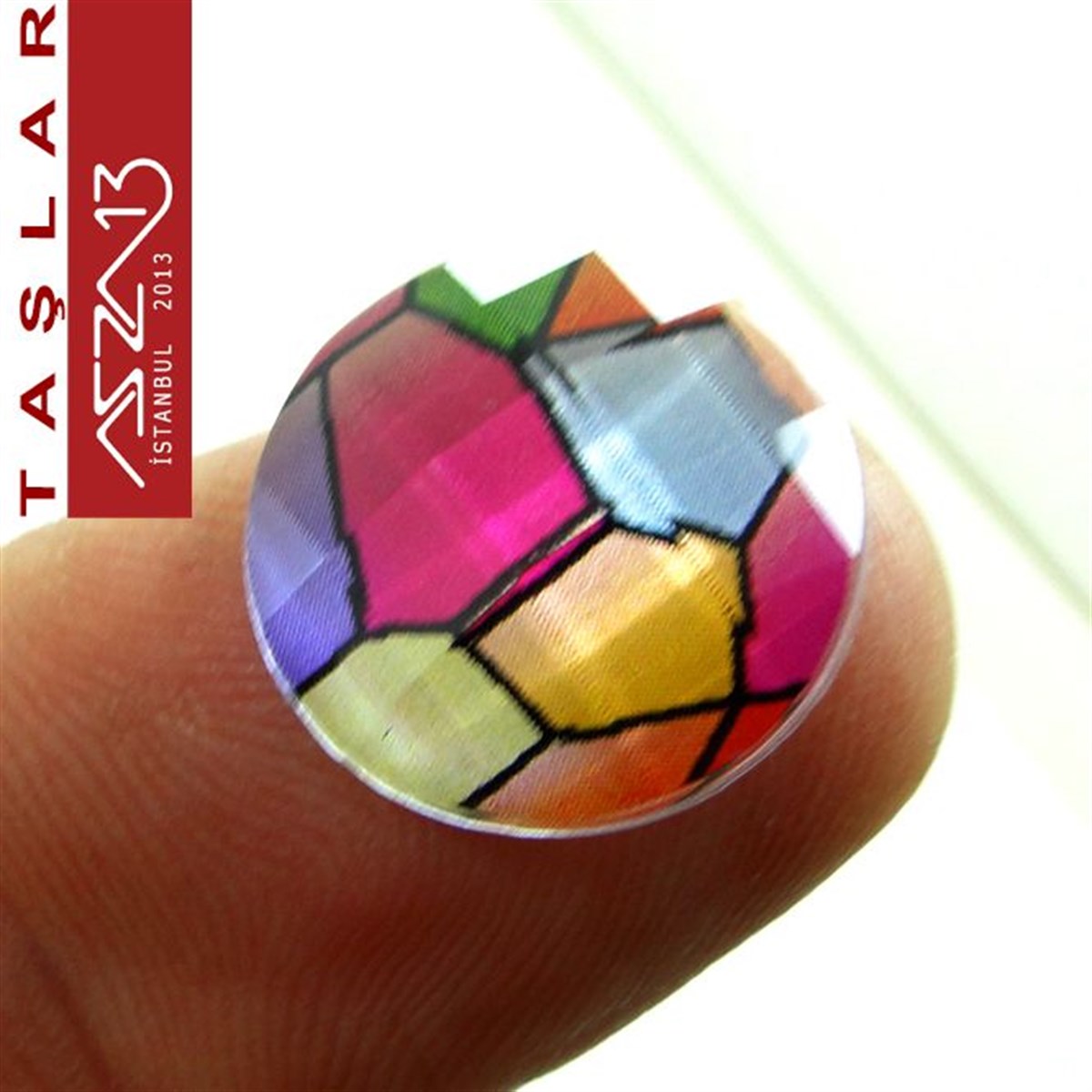 AKRİLİK TAŞKaboşon ve CameoMarkasız10 Adet 16 mm Pembe Mozaik Renk Yuvarlak Akrilik Taş (5,8 gr)