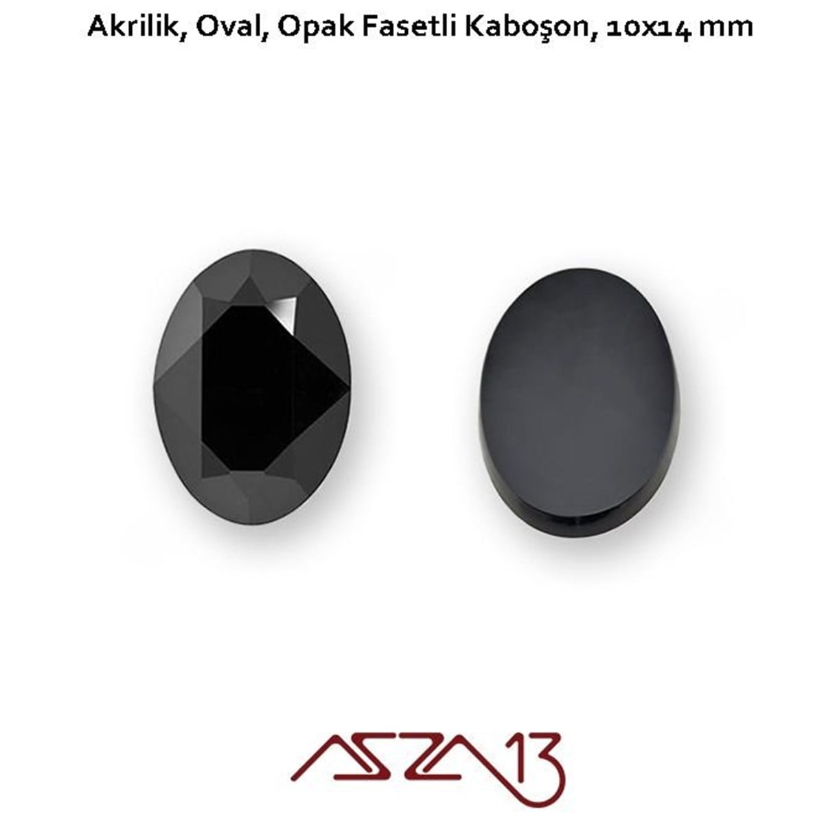 AKRİLİK TAŞKaboşon ve CameoMarkasız20 Adet 10x14 mm Siyah Renk Oval Akrilik Taş (6,8 gr)
