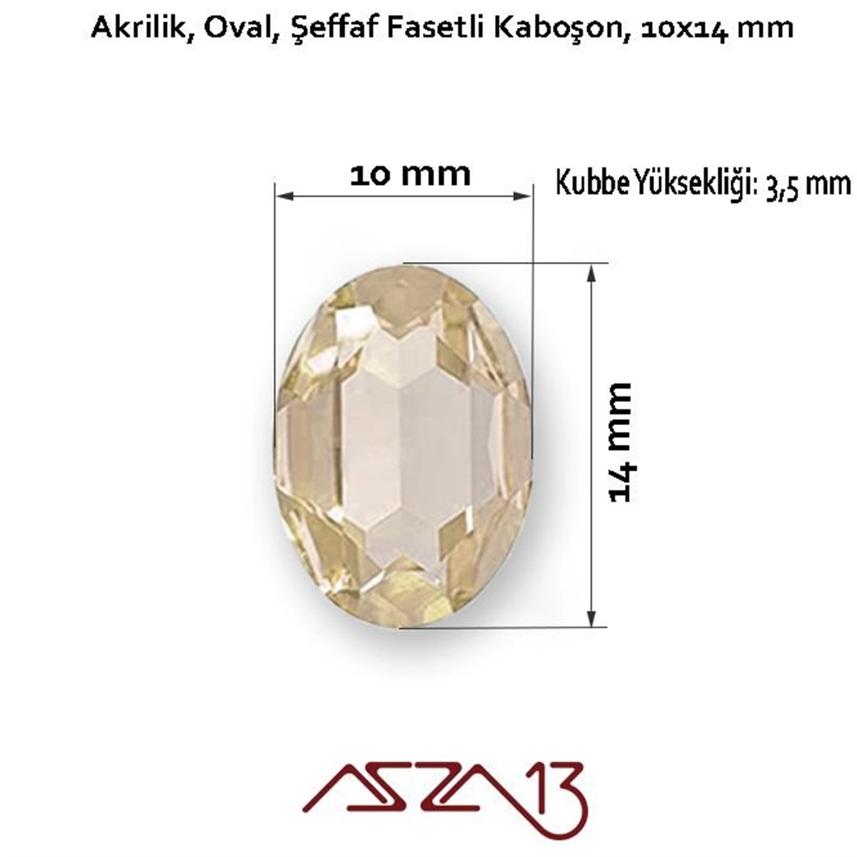 AKRİLİK TAŞKaboşon ve CameoMarkasız20 Adet 10x14 mm Açık Kahve Renk Oval Akrilik Taş (6,8 gr)