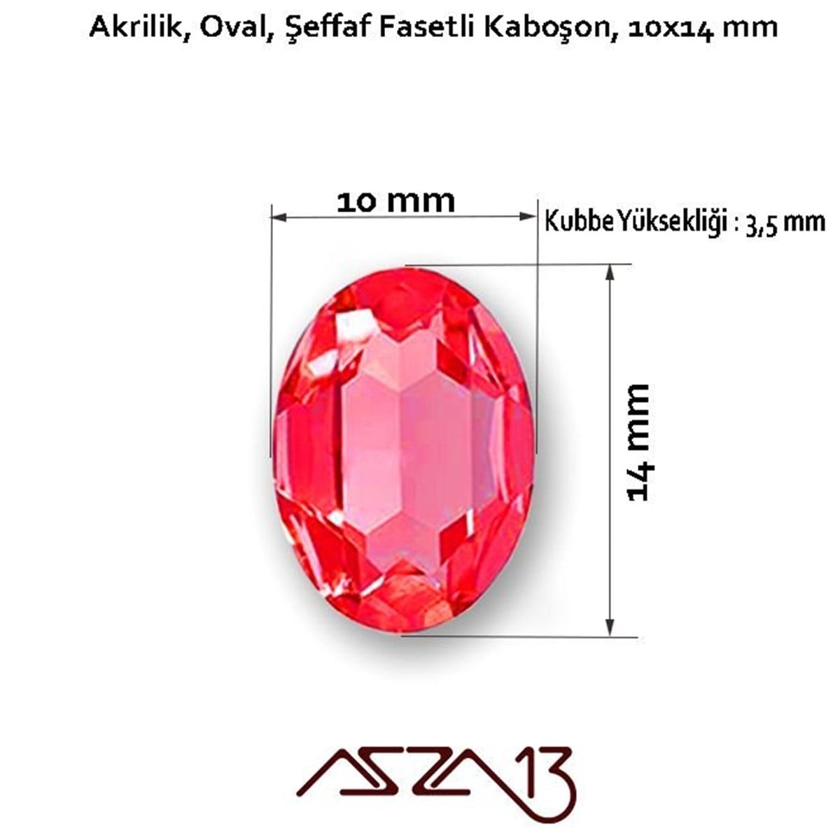 AKRİLİK TAŞKaboşon ve CameoMarkasız20 Adet 10x14 mm Kırmızı Renk Oval Akrilik Taş (6,8 gr)