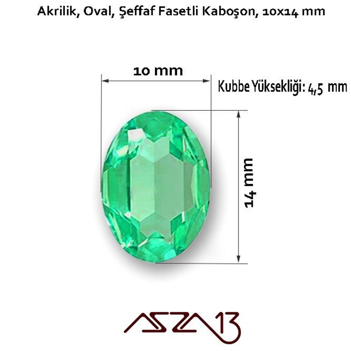 AKRİLİK TAŞKaboşon ve CameoMarkasız20 Adet 10x14 mm Yeşil Renk Oval Akrilik Taş (6,8 gr)