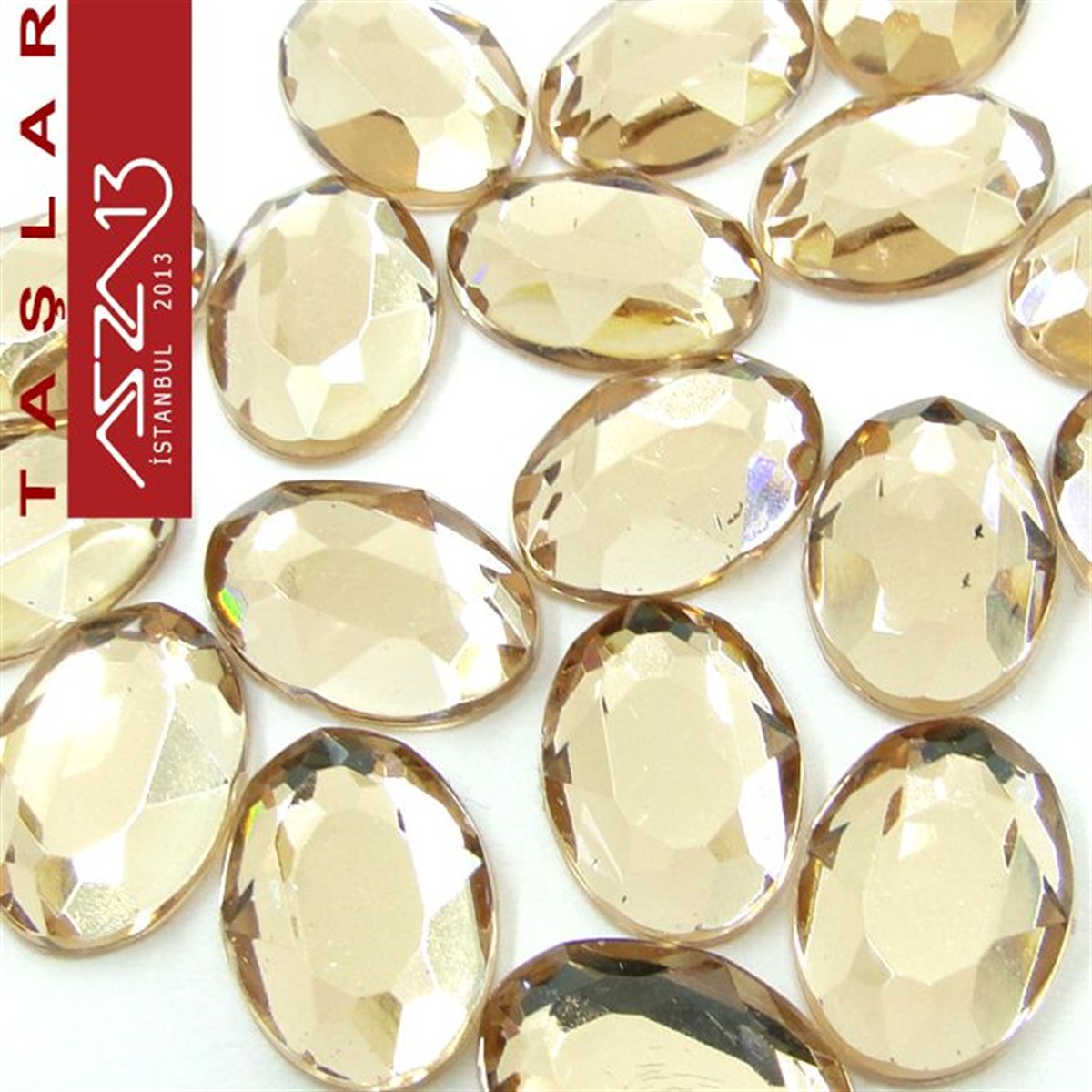 AKRİLİK TAŞKaboşon ve CameoMarkasız20 Adet 10x14 mm Açık Kahve Renk Oval Akrilik Taş (6,8 gr)