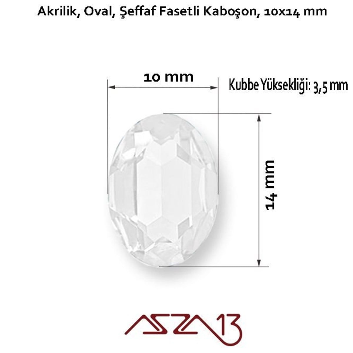 AKRİLİK TAŞKaboşon ve CameoMarkasız20 Adet 10x14 mm Kristal Renk Oval Akrilik Taş (6,8 gr)