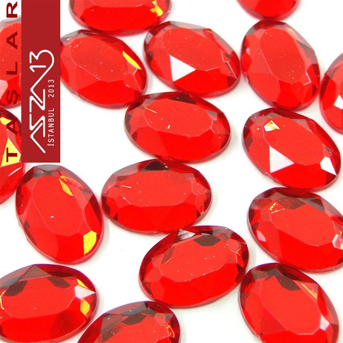 AKRİLİK TAŞKaboşon ve CameoMarkasız20 Adet 10x14 mm Kırmızı Renk Oval Akrilik Taş (6,8 gr)