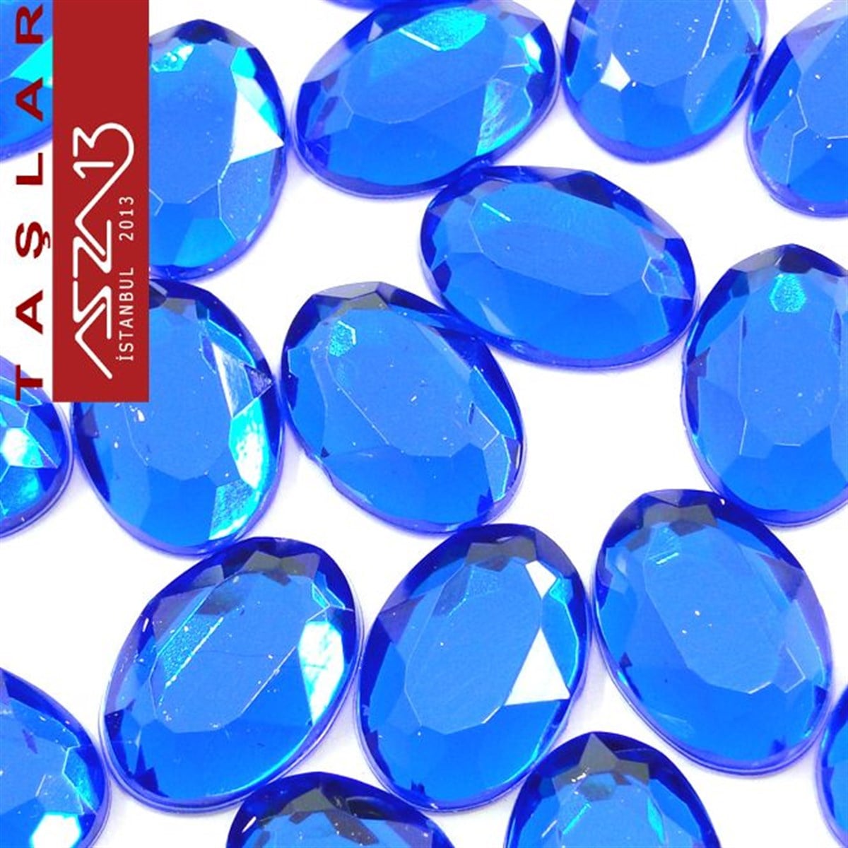 AKRİLİK TAŞKaboşon ve CameoMarkasız20 Adet 10x14 mm Gece Mavisi Renk Oval Akrilik Taş (6,8 gr)