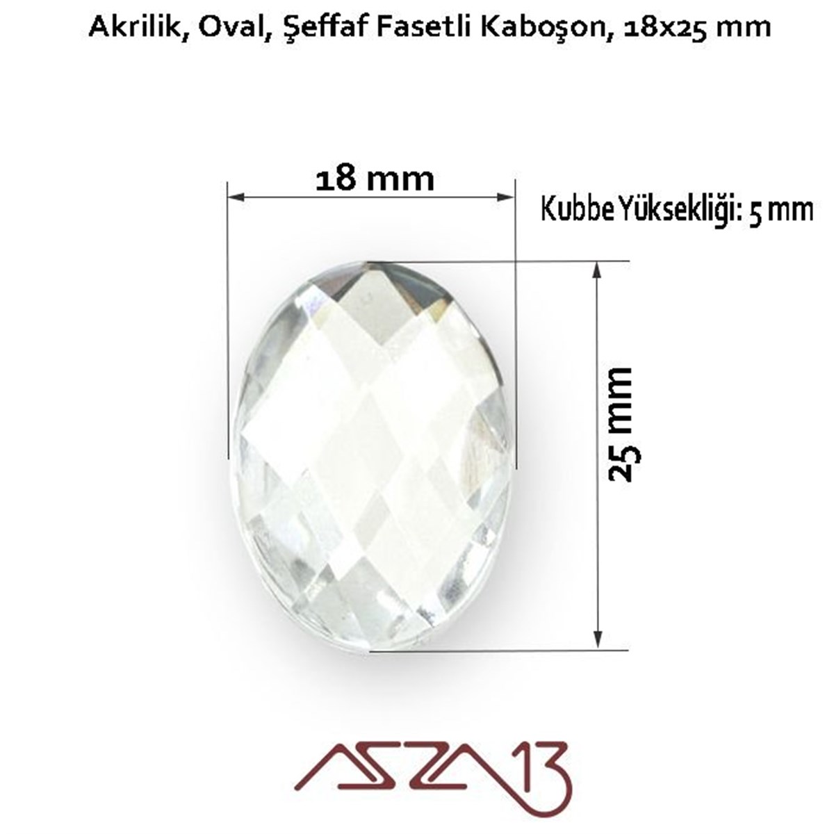 AKRİLİK TAŞKaboşon ve CameoMarkasız5 Adet 18x25 mm Kristal Renk Oval Akrilik Taş (5,6 gr)