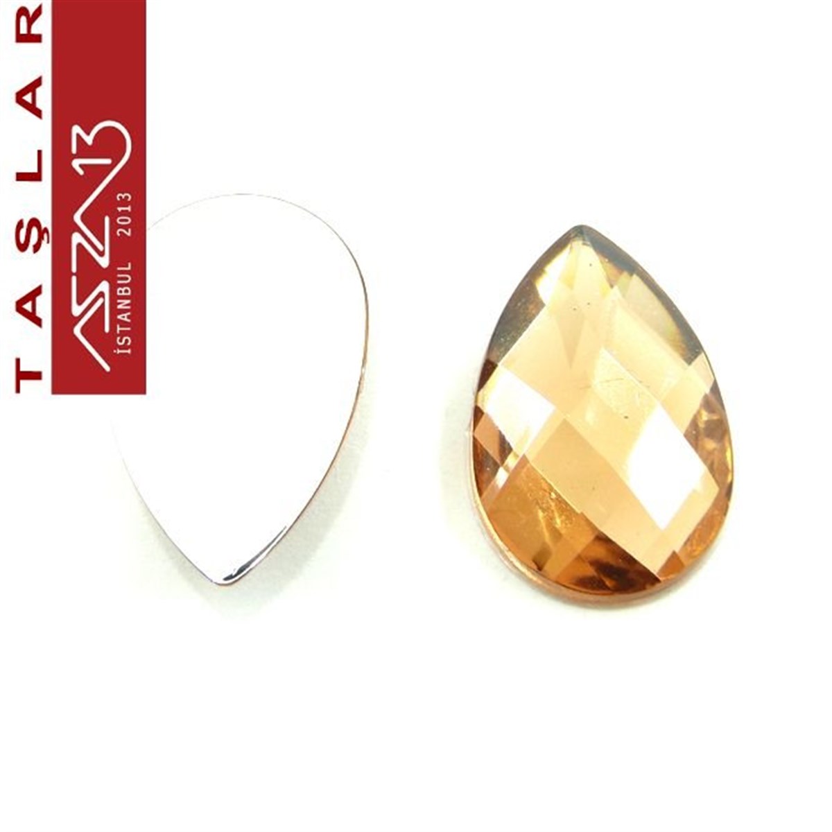 AKRİLİK TAŞKaboşon ve CameoMarkasız5 Adet 20x30 mm Açık Kahve Renk Damla Akrilik Taş (9,6 gr)