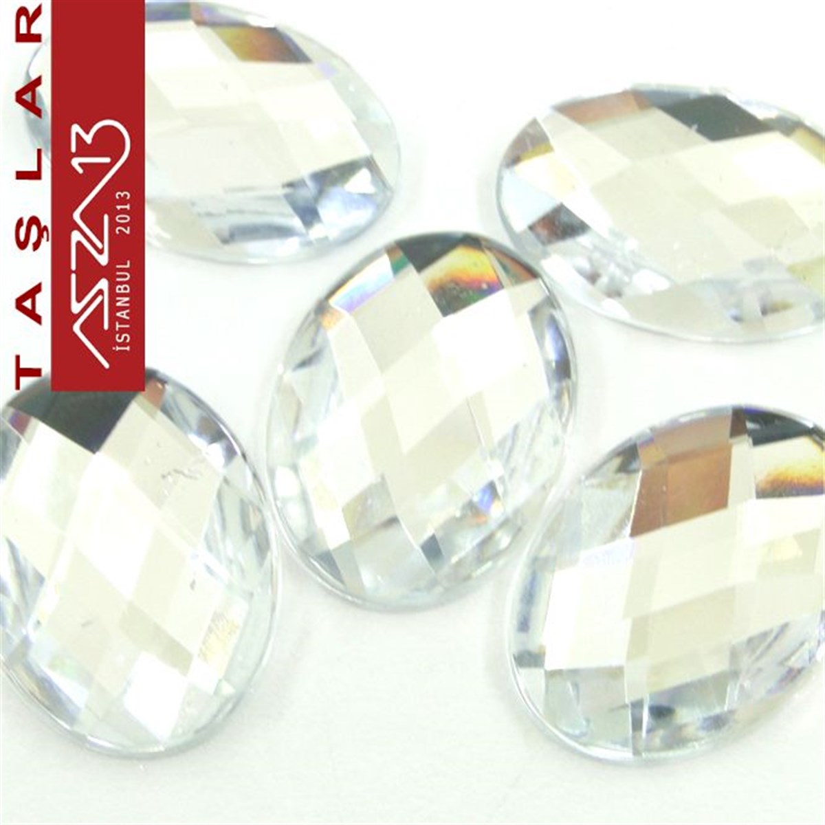 AKRİLİK TAŞKaboşon ve CameoMarkasız5 Adet 18x25 mm Kristal Renk Oval Akrilik Taş (5,6 gr)