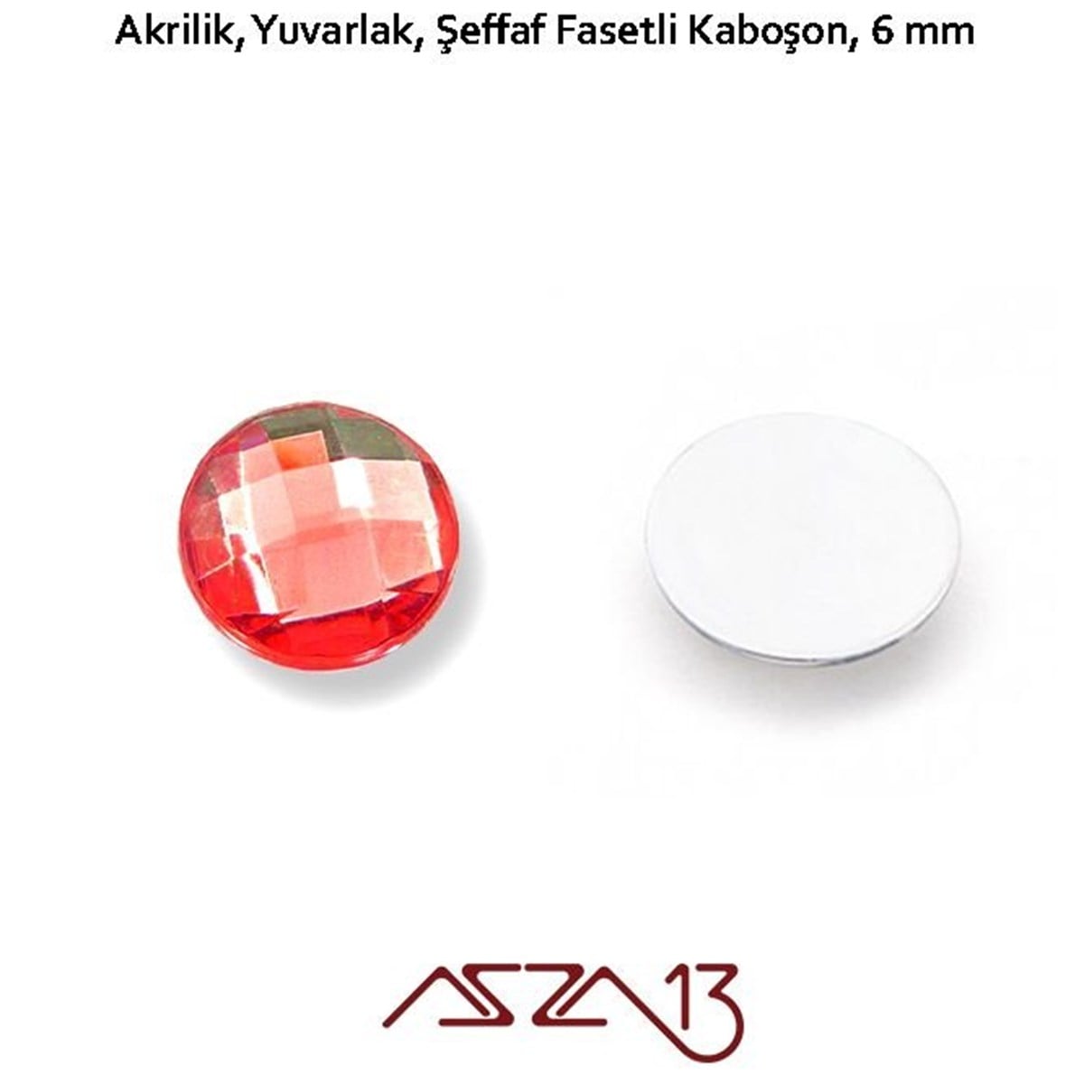 AKRİLİK TAŞKaboşon ve CameoMarkasız50 Adet 6 mm Kırmızı Renk Yuvarlak Akrilik Taş (2,6 gr)
