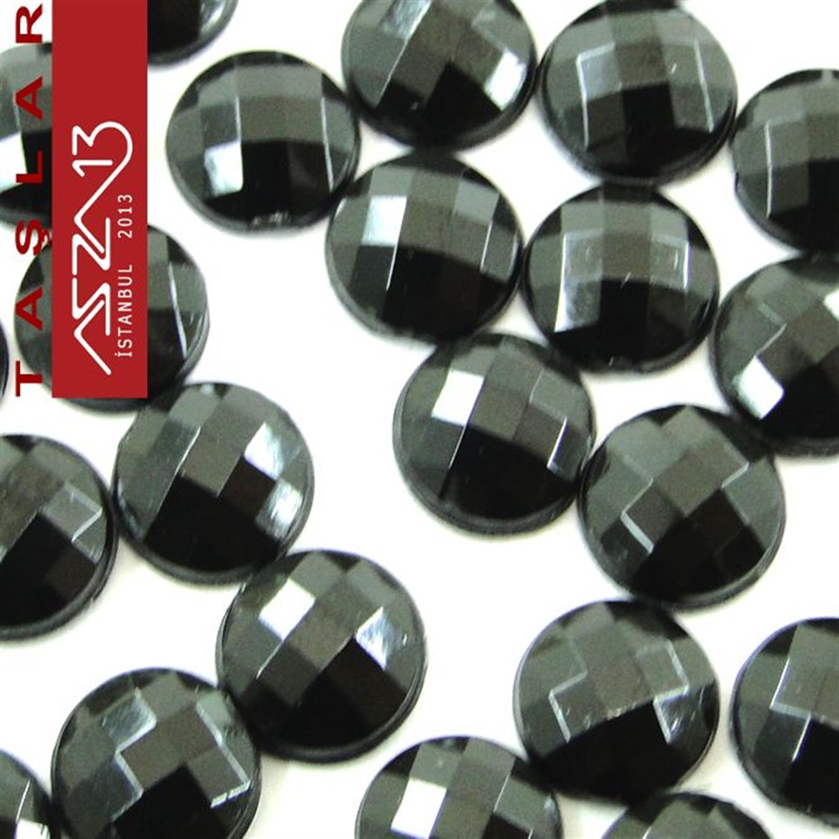 AKRİLİK TAŞKaboşon ve CameoMarkasız50 Adet 6 mm Siyah Renk Yuvarlak Akrilik Taş (2,6 gr)
