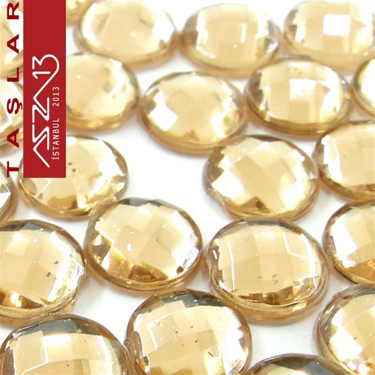 AKRİLİK TAŞKaboşon ve CameoMarkasız50 Adet 6 mm Açık Kahve Renk Yuvarlak Akrilik Taş (2,6 gr)
