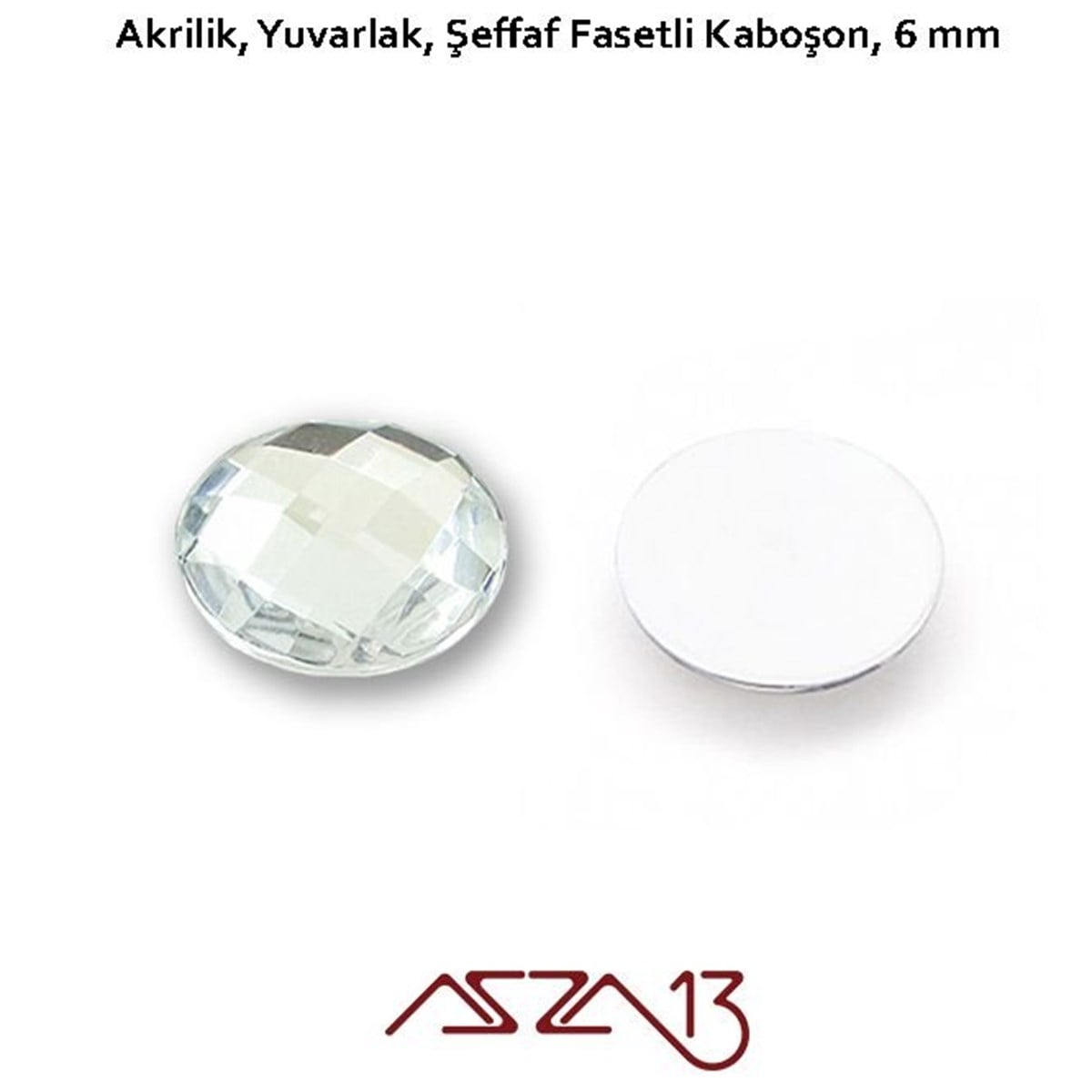 AKRİLİK TAŞKaboşon ve CameoMarkasız50 Adet 6 mm Kristal Renk Yuvarlak Akrilik Taş (2,6 gr)