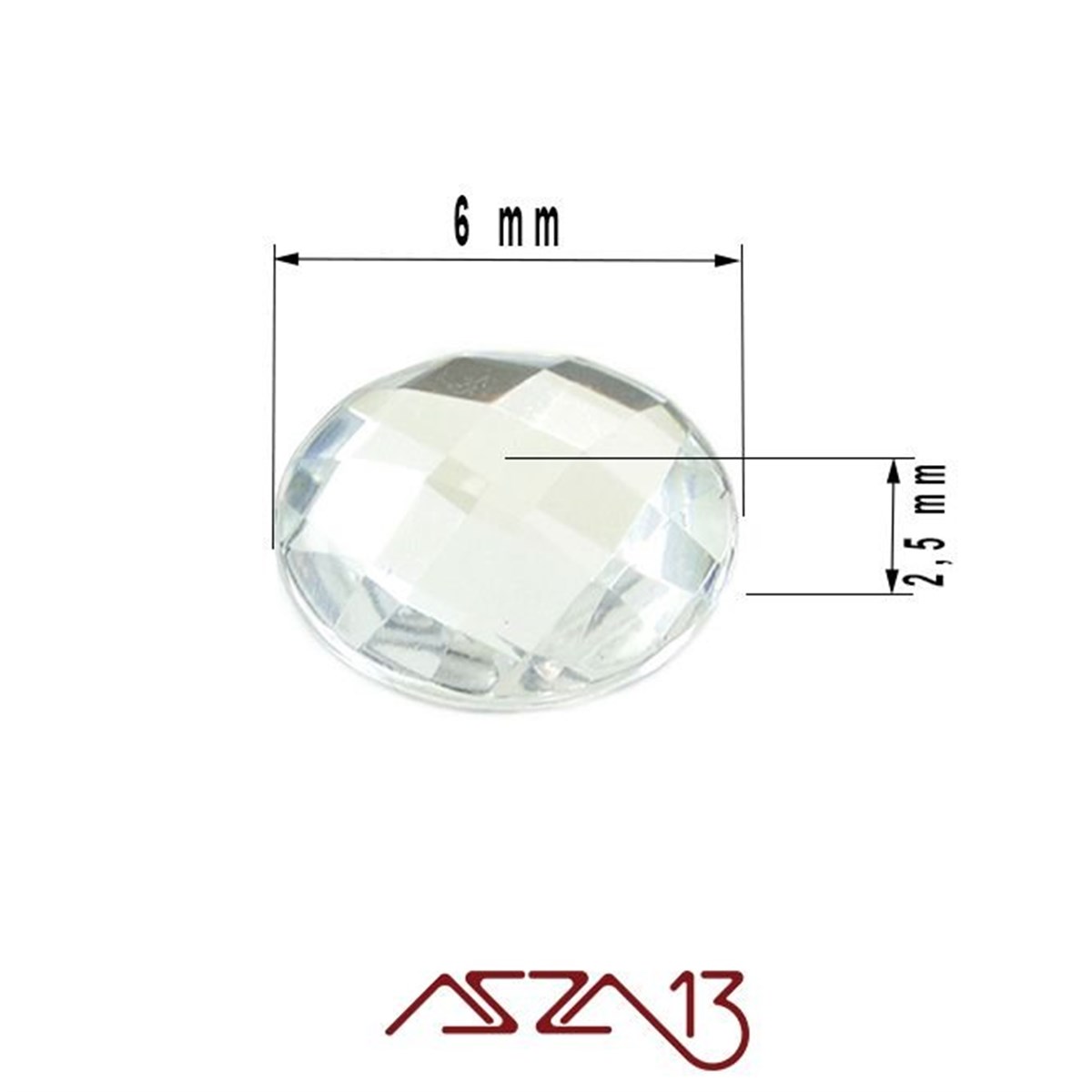 AKRİLİK TAŞKaboşon ve CameoMarkasız50 Adet 6 mm Kristal Renk Yuvarlak Akrilik Taş (2,6 gr)
