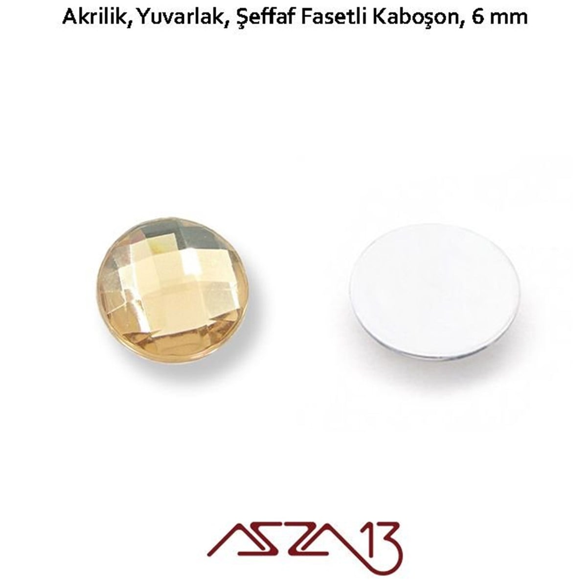 AKRİLİK TAŞKaboşon ve CameoMarkasız50 Adet 6 mm Açık Kahve Renk Yuvarlak Akrilik Taş (2,6 gr)