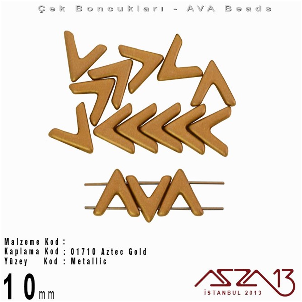 Ava Boncuk (Beads)BONCUK ve TAŞMarkasız(Ava Beads) 10 mm Aztec Gold Boncuk / 4 Adet