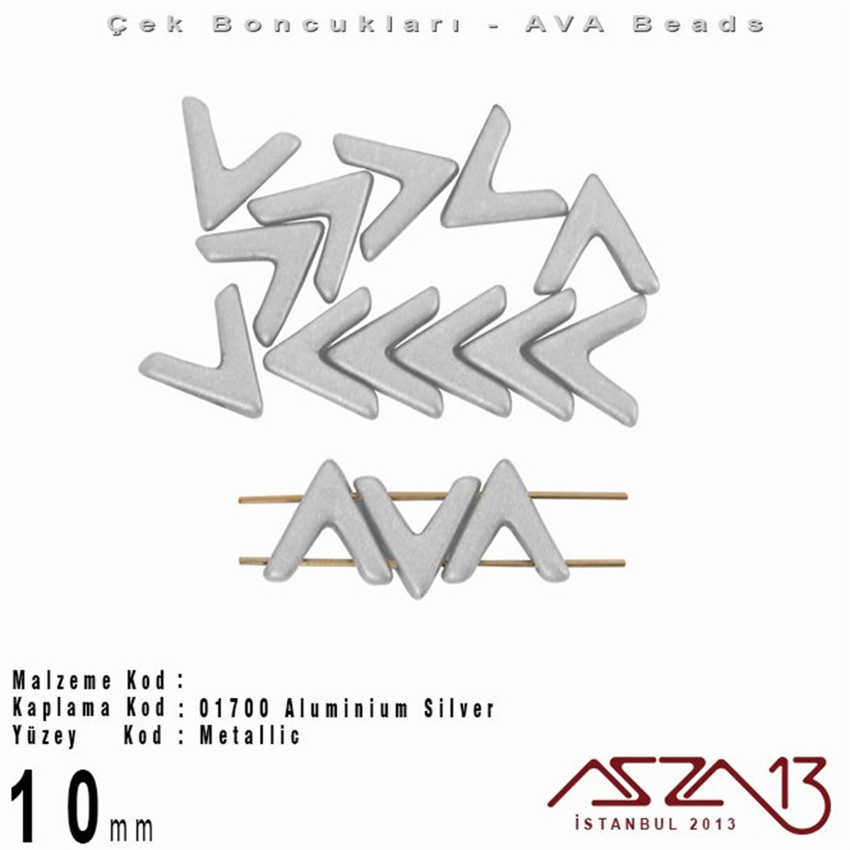 Ava Boncuk (Beads)BONCUK ve TAŞMarkasız(Ava Beads) 10 mm Aluminium Silver Boncuk / 4 Adet
