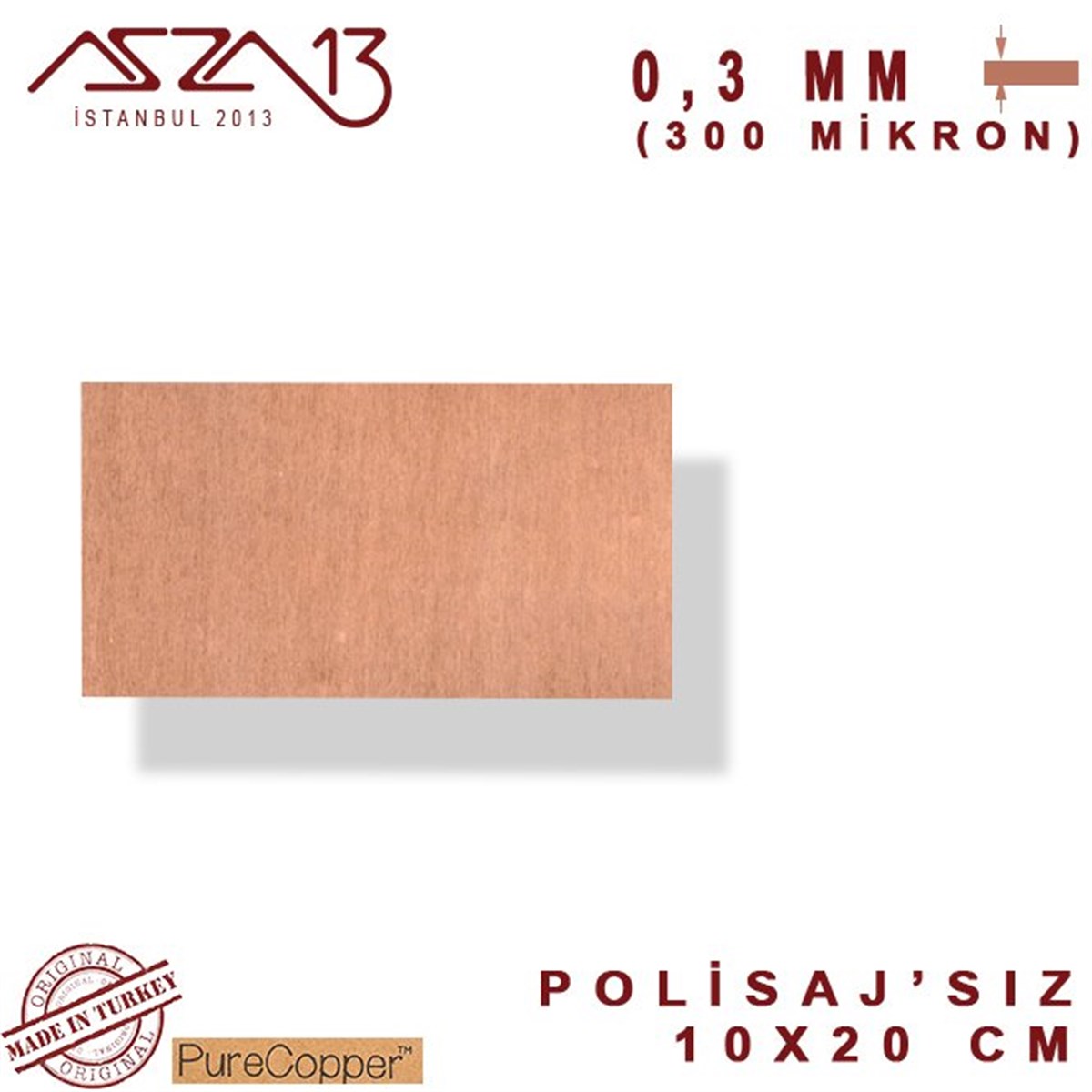 Bakır LevhaMETALMarkasız0,3 mm Bakır Levha (100 mm x 200 mm)
