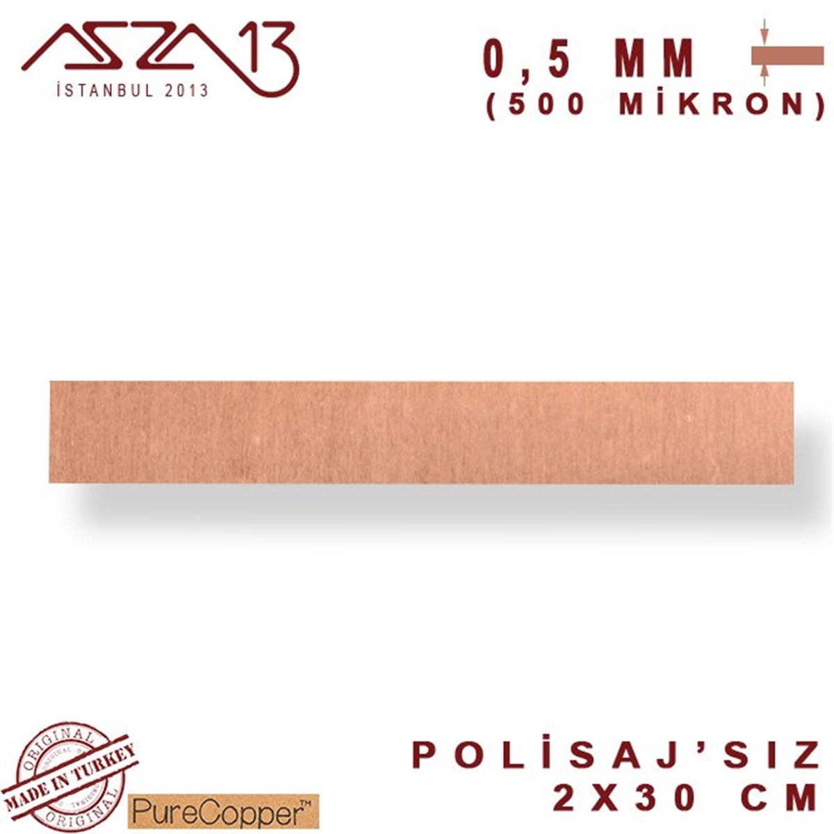 Bakır Şerit BantMETALMarkasız0,5 mm Bakır Şerit (20 mm x 300 mm)