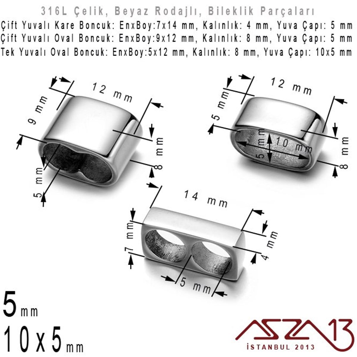 Bileklik MalzemeleriTAKI MALZEMEMarkasız316L Çelik, Kare Çift Delik / Yassı Oval Çift Delik / Yassı Oval Tek Delik, Bileklik Ara Boncuk / 1 Adet