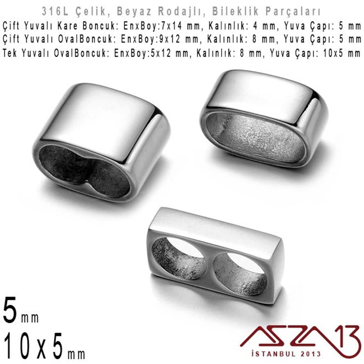 Bileklik MalzemeleriTAKI MALZEMEMarkasız316L Çelik, Kare Çift Delik / Yassı Oval Çift Delik / Yassı Oval Tek Delik, Bileklik Ara Boncuk / 1 Adet