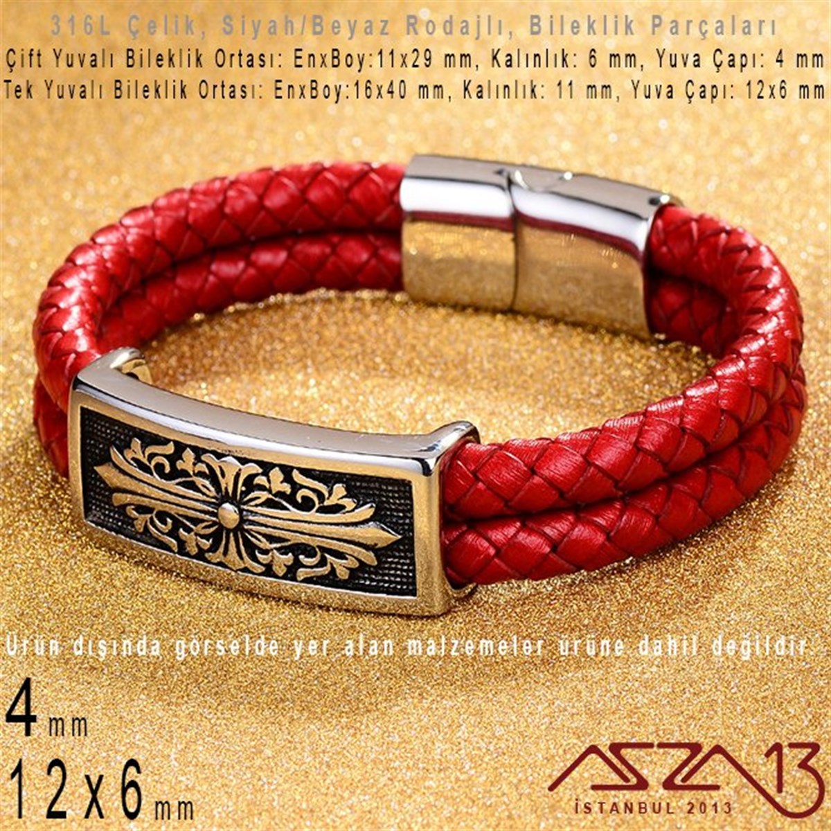Bileklik MalzemeleriTAKI MALZEMEMarkasız316L Çelik, Siyah / Beyaz Rodajlı,  Logolu / Logosuz, Bileklik Ortası / 1 Adet