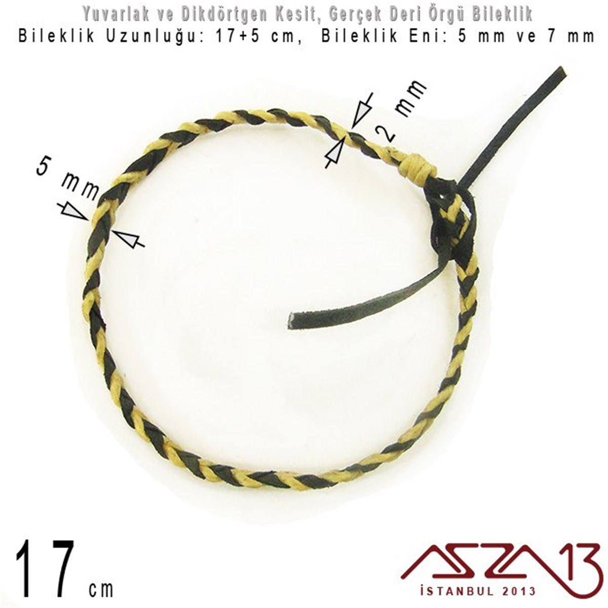 Bileklik MalzemeleriTAKI MALZEMEMarkasızGerçek Deri - Örgü Yüzeyli - 17 cm Klips'li Bileklik