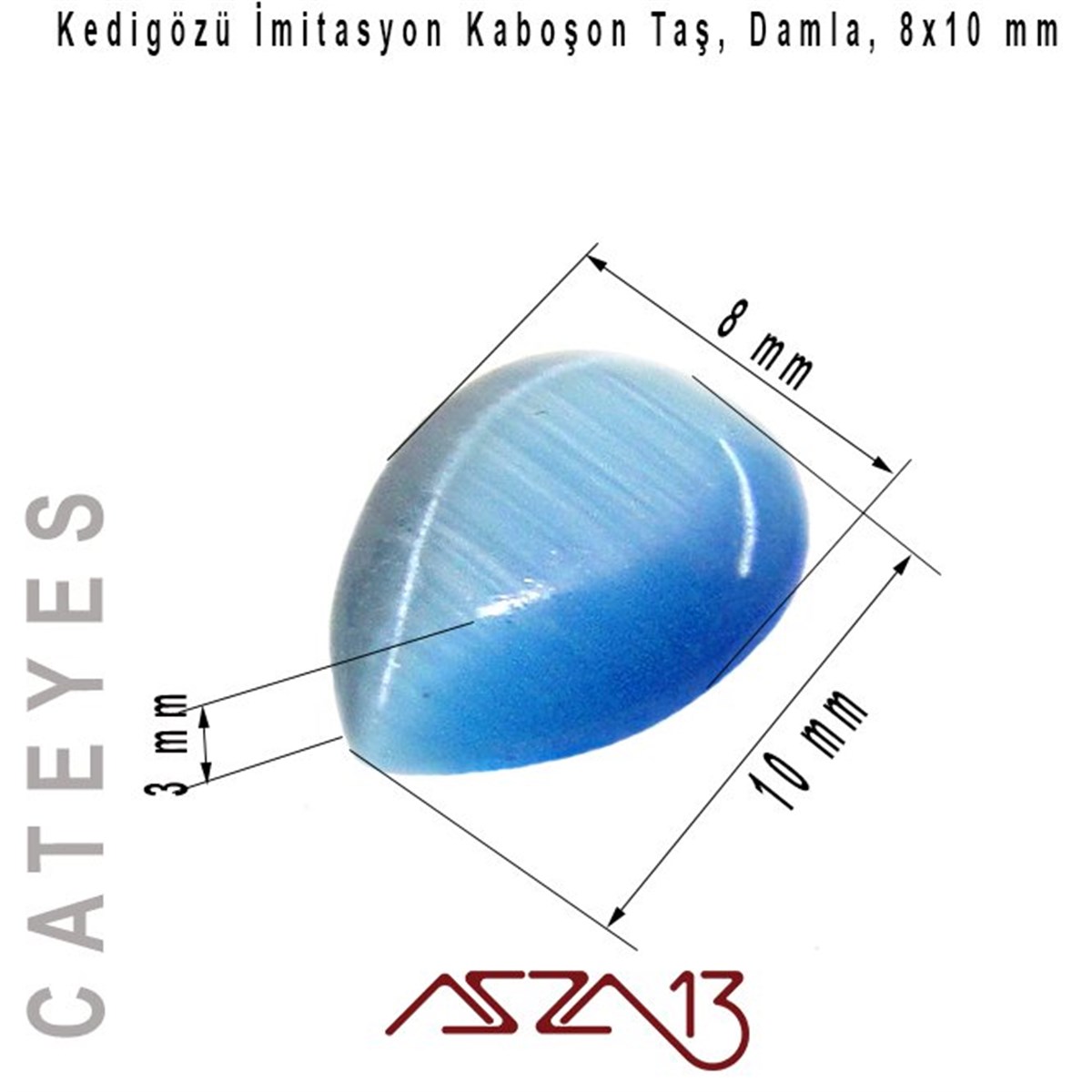 Cam Kaboşon TaşKaboşon ve CameoMarkasızTuruncu Renk Kedigözü 8x10/3 mm Damla İmitasyon Cam Kaboşon / Paket İçeriği 5 Adet
