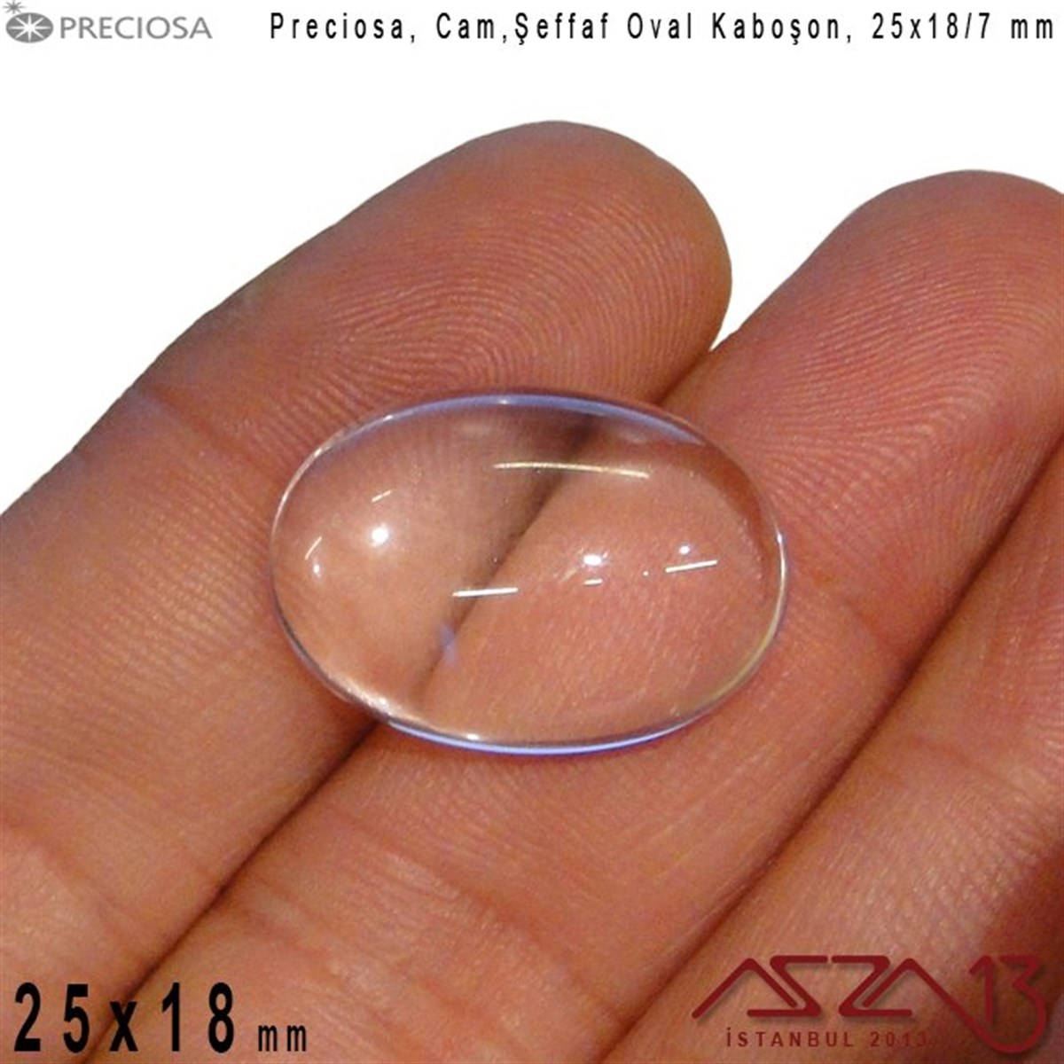 Cam Kaboşon TaşKaboşon ve CameoPreciosaŞeffaf 25x18 mm, Çek, Oval Cam Kaboşon / Paket İçeriği 1 Adet