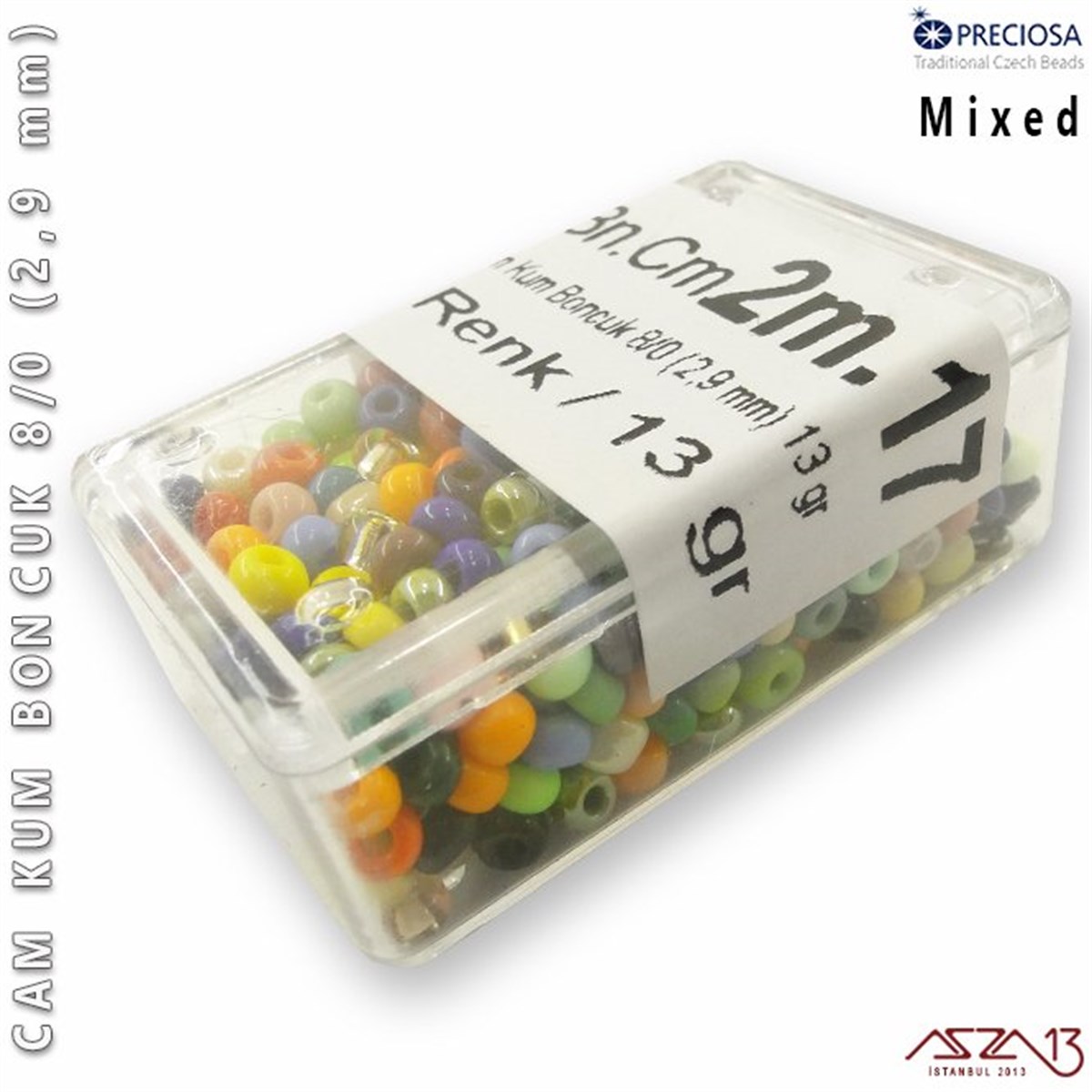 Cam Kum Boncuk 8/0 NumaraBONCUK ve TAŞPreciosaKarışık Renk Cam Kum Boncuk 8/0 (2,9 mm) 13 gr
