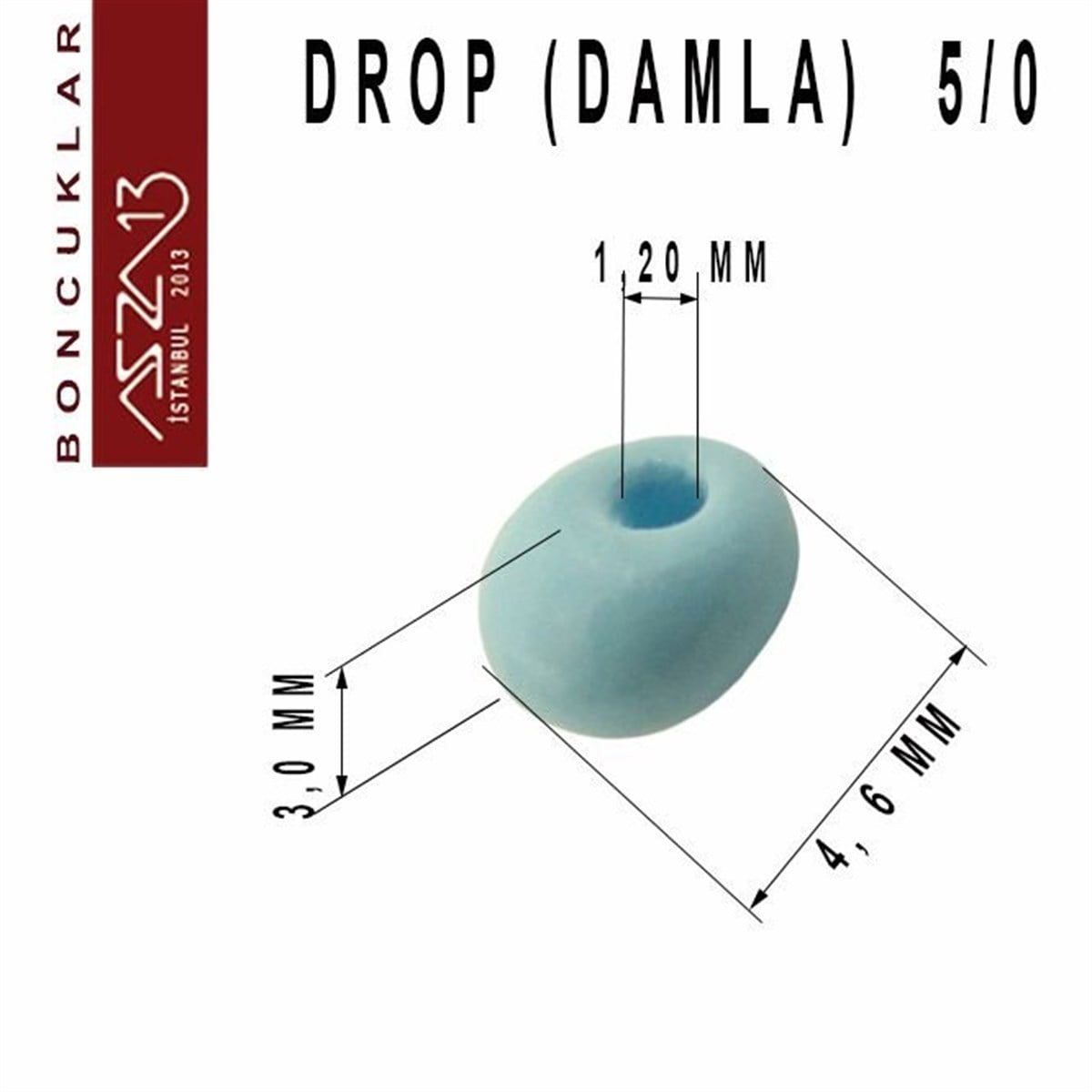 Cam Kum BoncukBONCUK ve TAŞPreciosa5/0 Damla (Drop), Bebek Mavisi, Kum Cam Boncuk / 20 gr