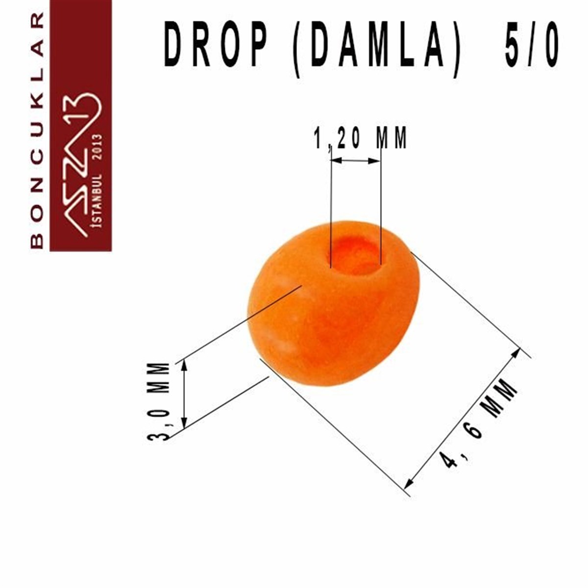 Cam Kum BoncukBONCUK ve TAŞPreciosa5/0 Damla (Drop), Turuncu, Kum Cam Boncuk / 20 gr