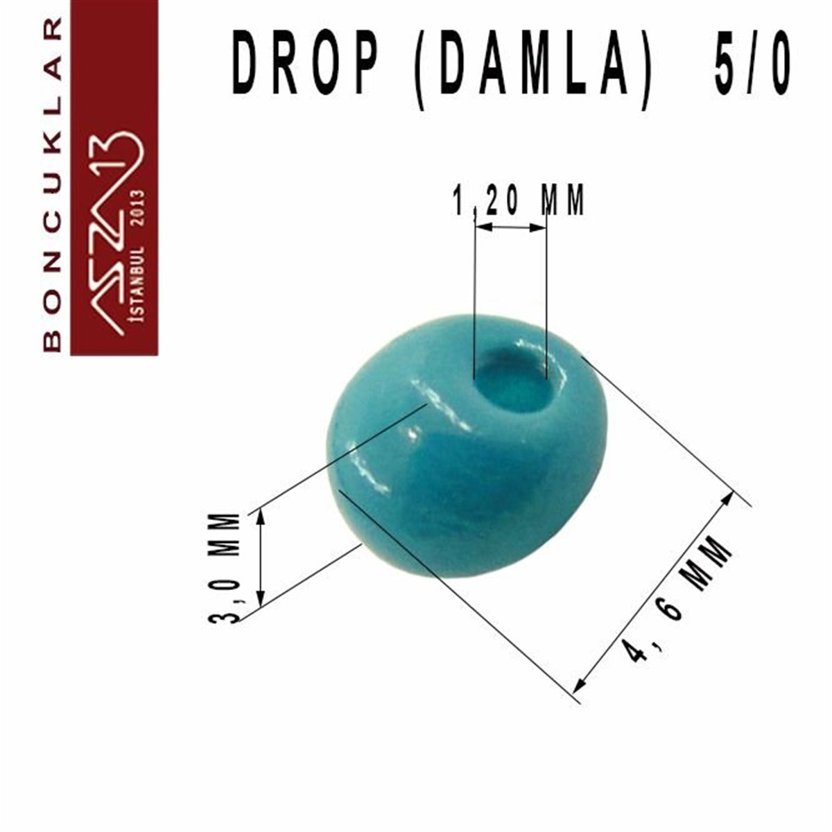 Cam Kum BoncukBONCUK ve TAŞPreciosa5/0 Damla (Drop), Küf Mavisi, Kum Cam Boncuk / 20 gr