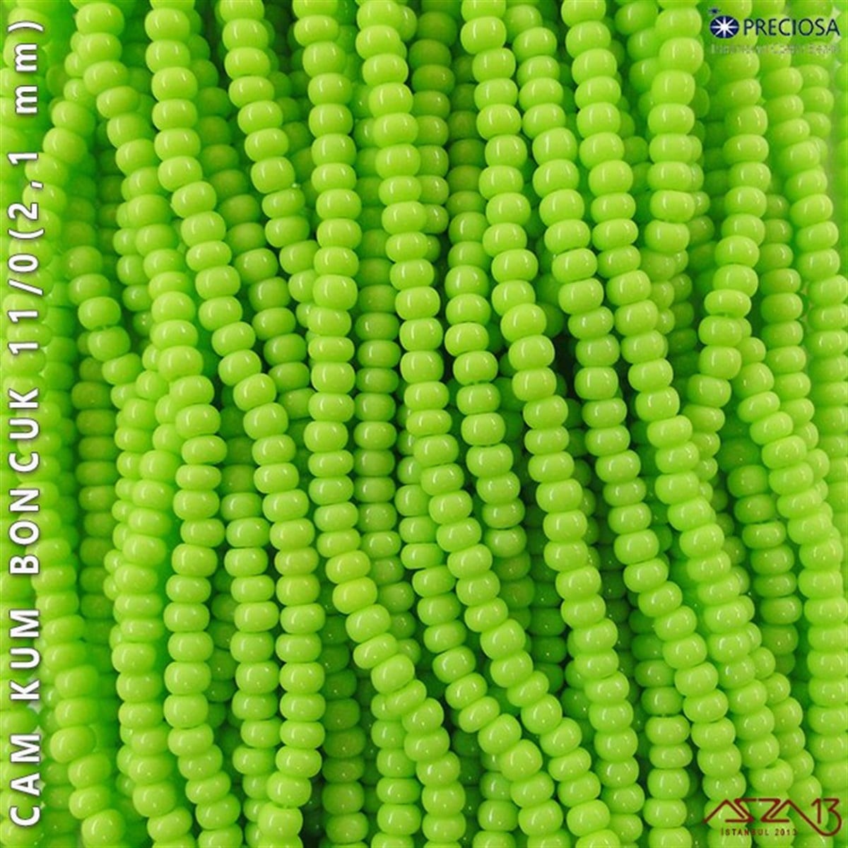 Cam Kum BoncukBONCUK ve TAŞPreciosaAçık Çimen Yeşili Cam Kum Boncuk 11/0 (2,1 mm) 40 gr