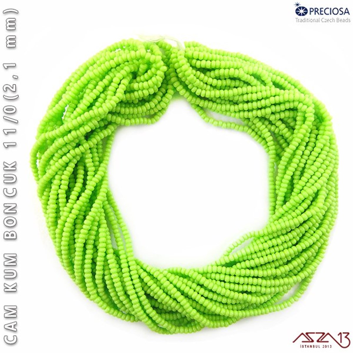 Cam Kum BoncukBONCUK ve TAŞPreciosaAçık Çimen Yeşili Cam Kum Boncuk 11/0 (2,1 mm) 40 gr