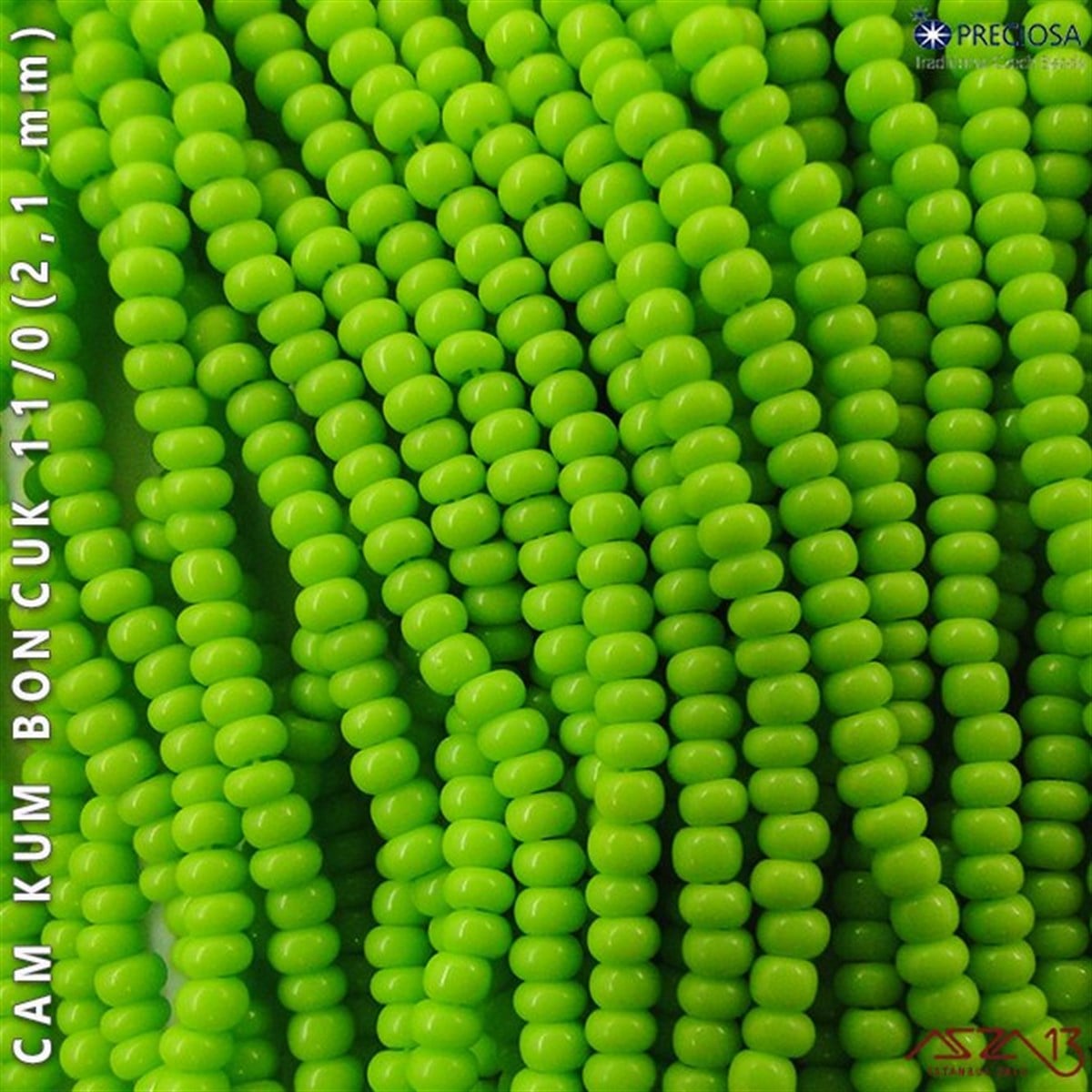 Cam Kum BoncukBONCUK ve TAŞPreciosaAçık Yeşil Cam Kum Boncuk 11/0 (2,1 mm) 40 gr