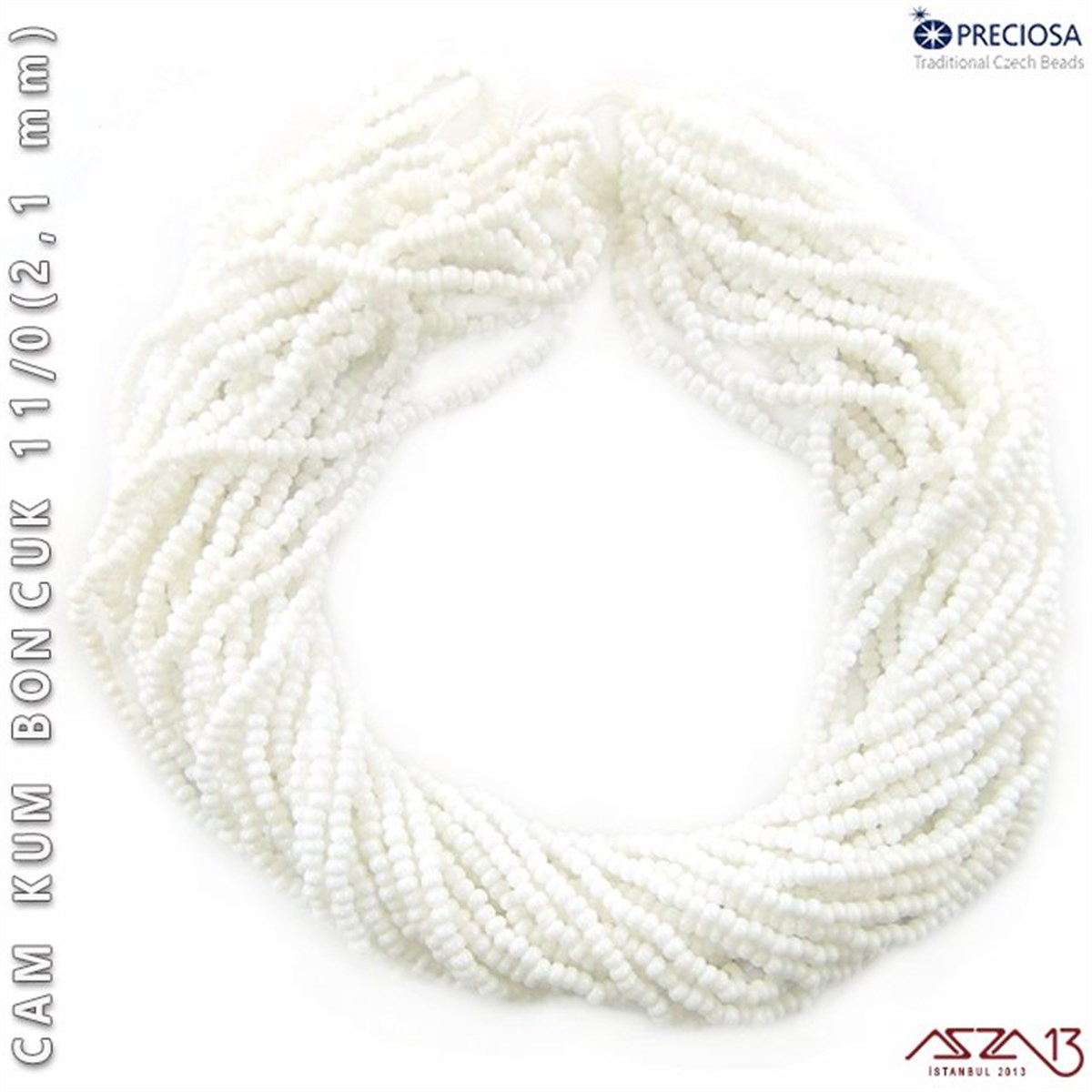 Cam Kum BoncukBONCUK ve TAŞPreciosaBeyaz Cam Kum Boncuk 11/0 (2,1 mm) 40 gr