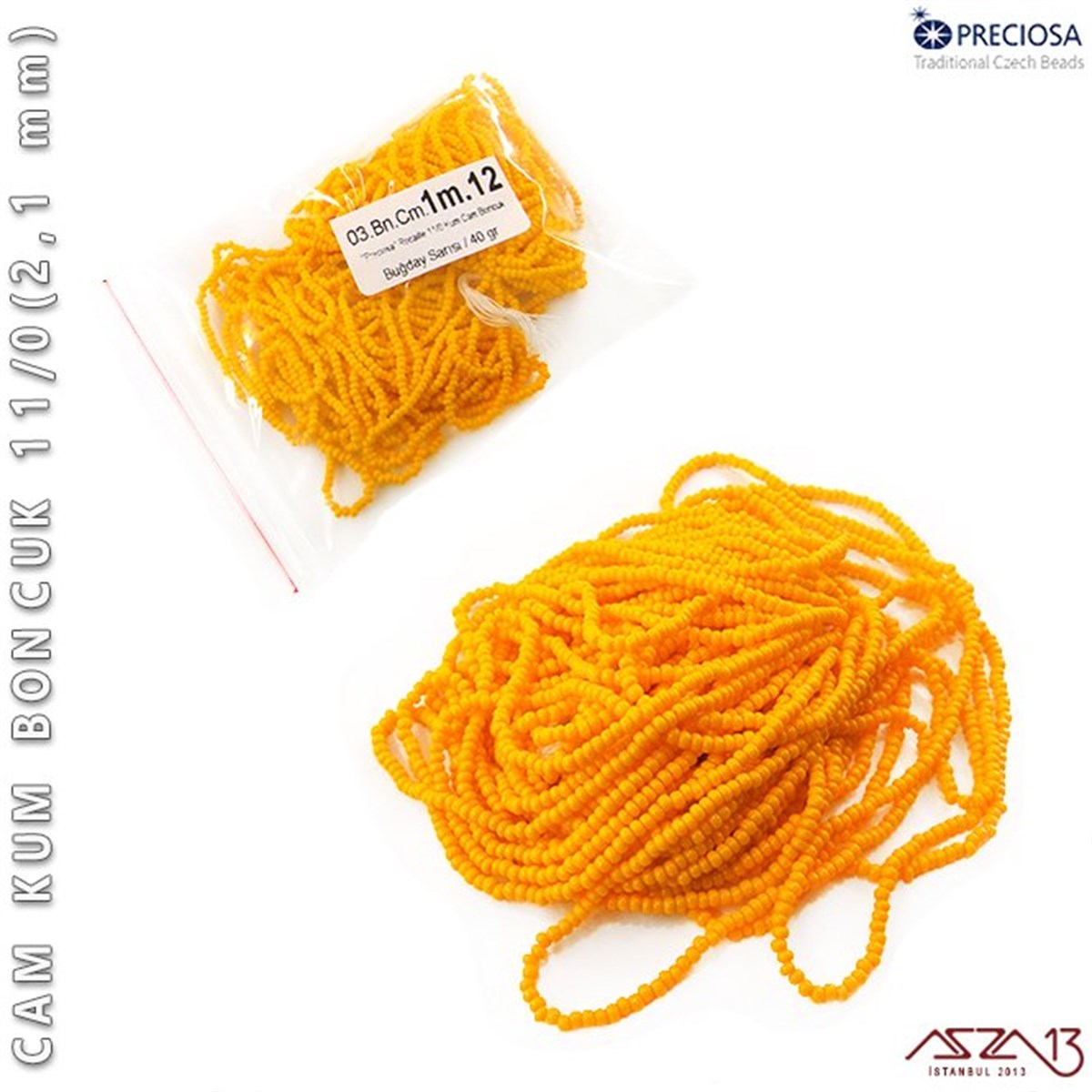 Cam Kum BoncukBONCUK ve TAŞPreciosaBuğday Sarısı Cam Kum Boncuk 11/0 (2,1 mm) 40 gr