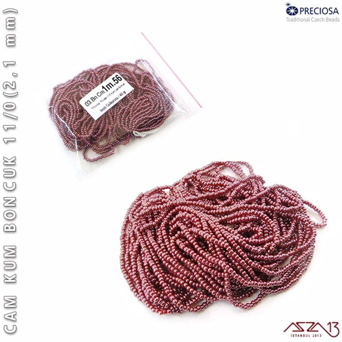 Cam Kum BoncukBONCUK ve TAŞPreciosaİncili Gülkurusu Cam Kum Boncuk 11/0 (2,1 mm) 40 gr