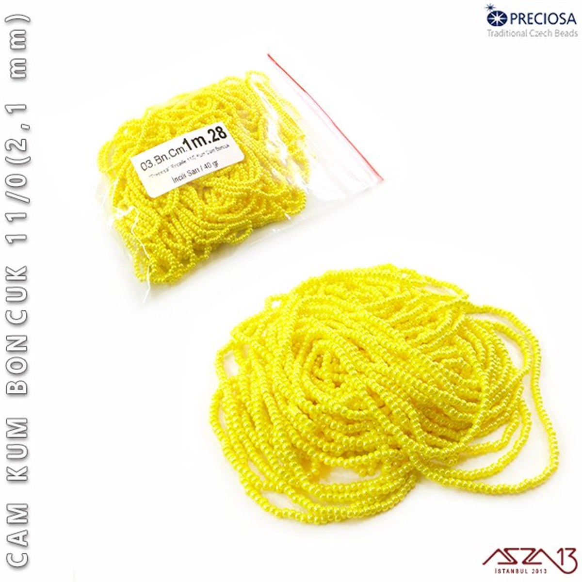 Cam Kum BoncukBONCUK ve TAŞPreciosaİncili Sarı Cam Kum Boncuk 11/0 (2,1 mm) 40 gr