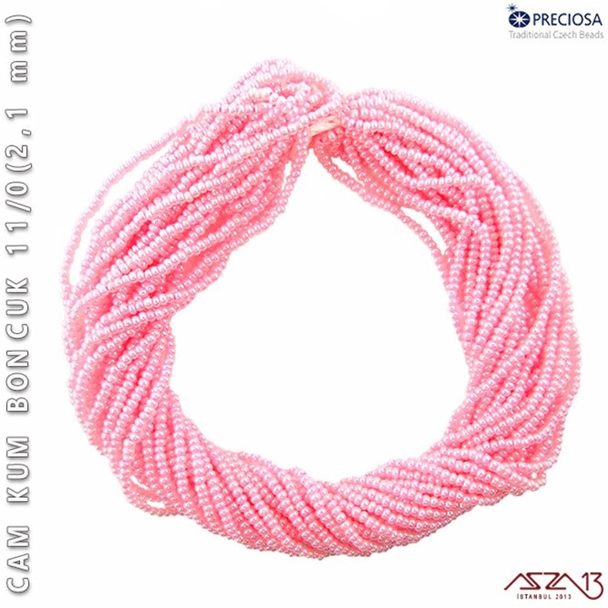 Cam Kum BoncukBONCUK ve TAŞPreciosaİncili Şeker Pembe Cam Kum Boncuk 11/0 (2,1 mm) 40 gr