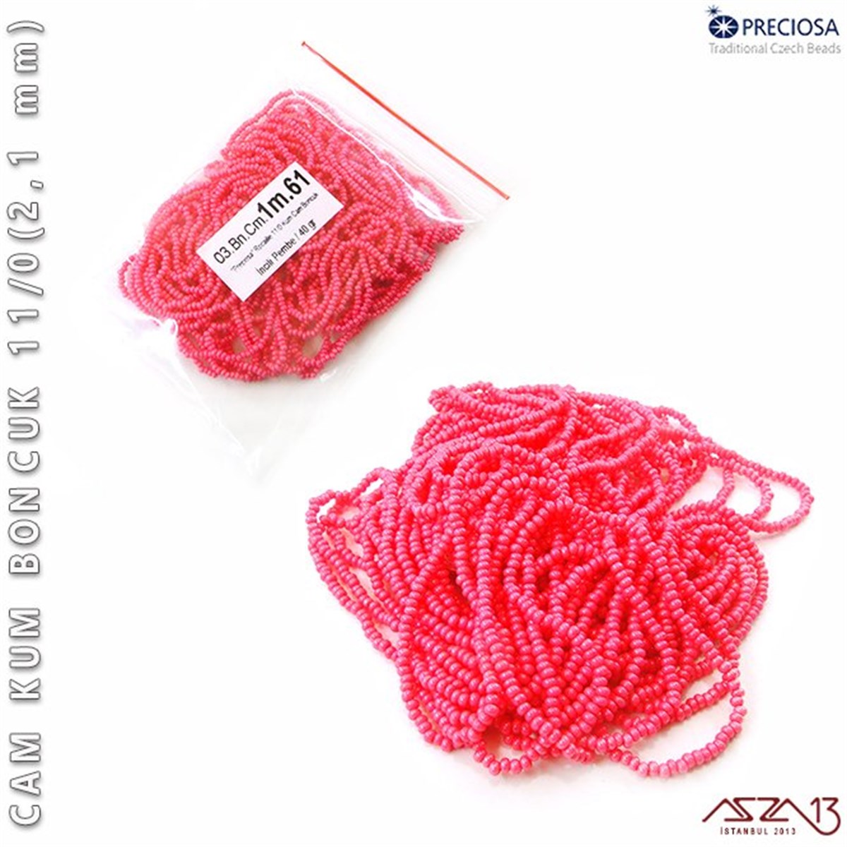 Cam Kum BoncukBONCUK ve TAŞPreciosaİncili Pembe Cam Kum Boncuk 11/0 (2,1 mm) 40 gr