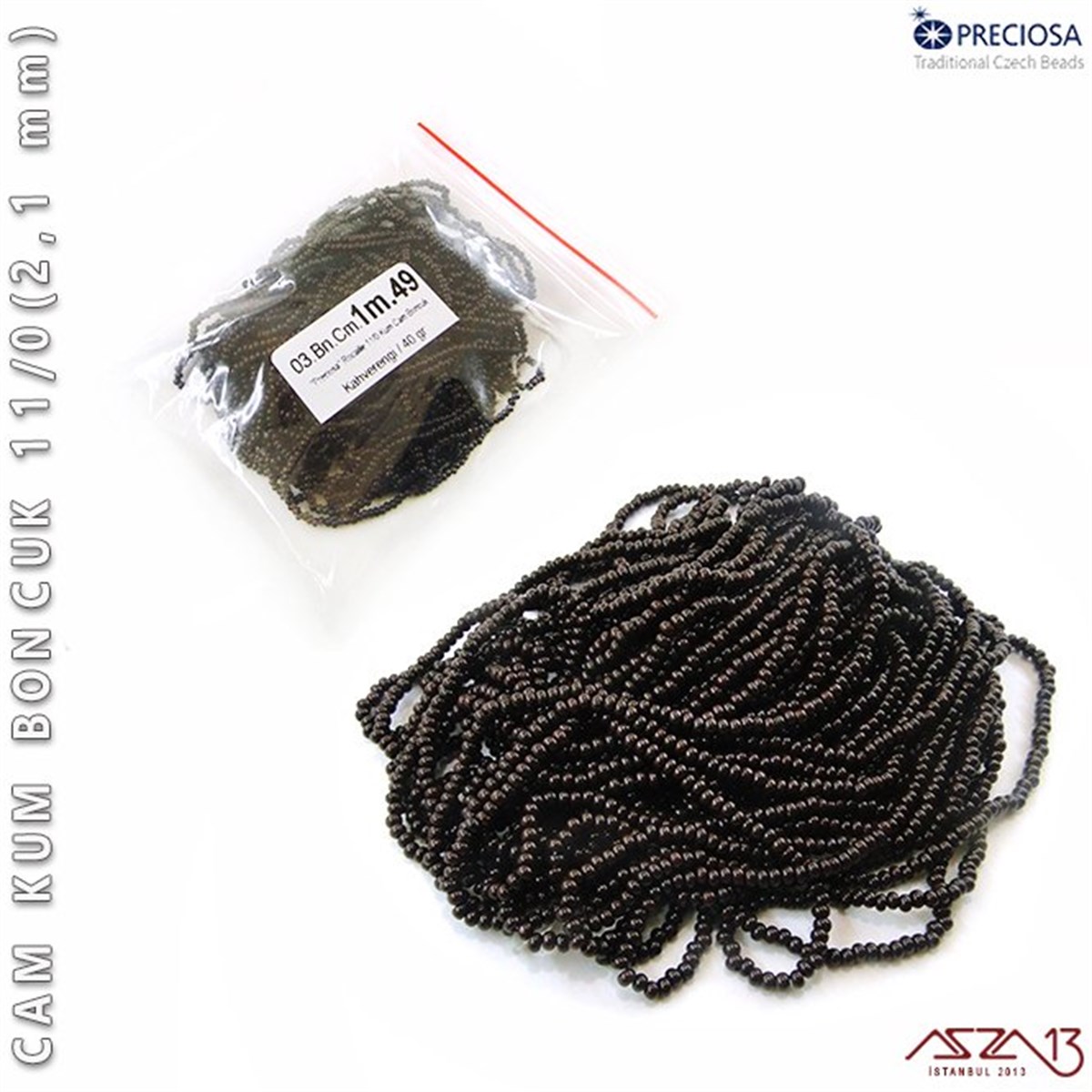 Cam Kum BoncukBONCUK ve TAŞPreciosaKahverengi Cam Kum Boncuk 11/0 (2,1 mm) 40 gr