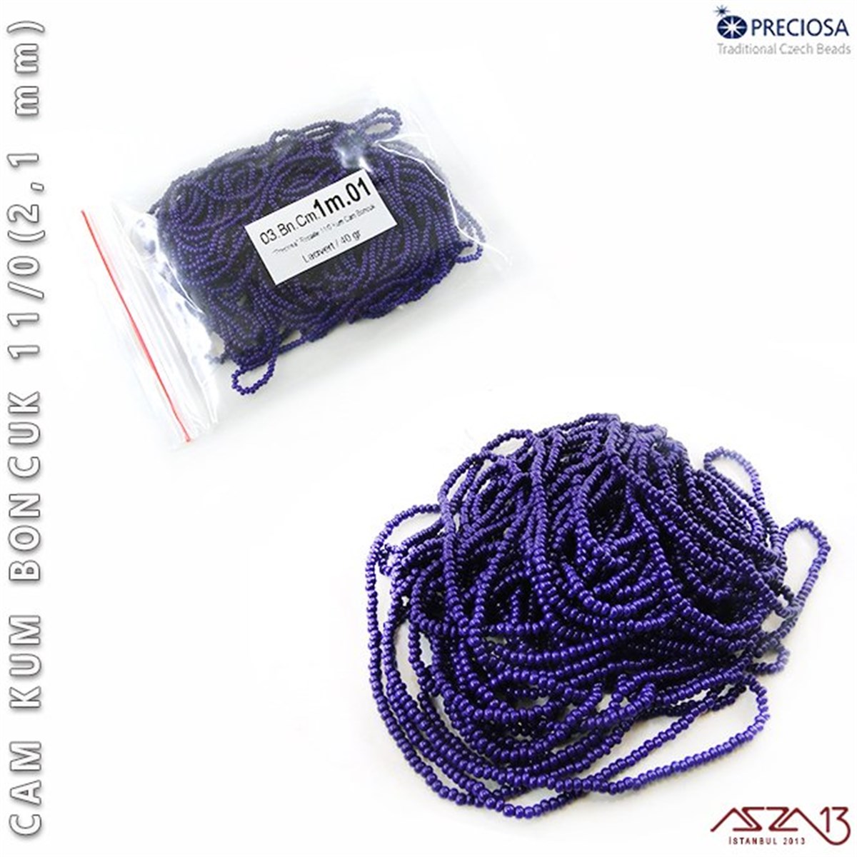 Cam Kum BoncukBONCUK ve TAŞPreciosaLacivert Cam Kum Boncuk 11/0 (2,1 mm) 40 gr