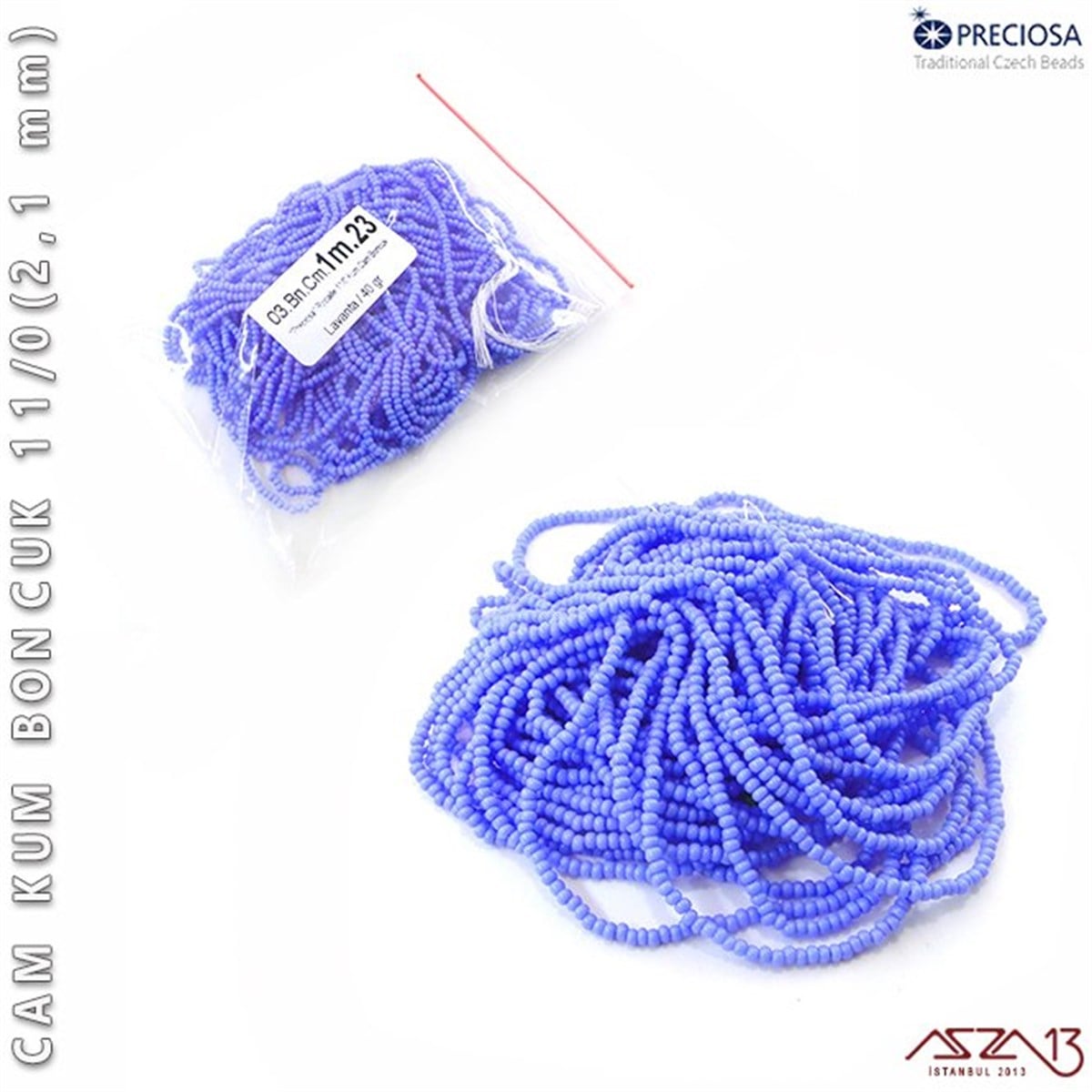 Cam Kum BoncukBONCUK ve TAŞPreciosaLavanta Cam Kum Boncuk 11/0 (2,1 mm) 40 gr