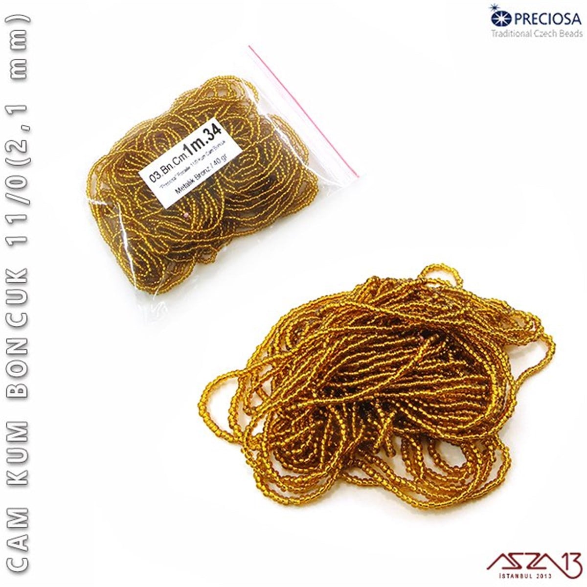 Cam Kum BoncukBONCUK ve TAŞPreciosaMetalik Bronz Cam Kum Boncuk 11/0 (2,1 mm) 40 gr