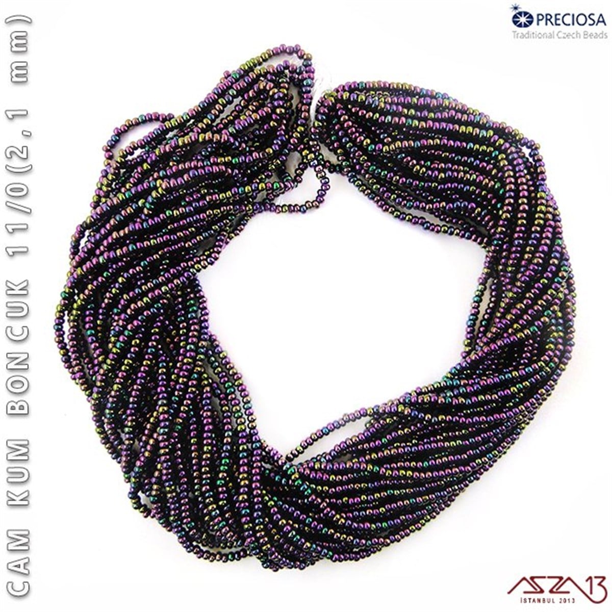Cam Kum BoncukBONCUK ve TAŞPreciosaMetalik Janjanlı Mor Cam Kum Boncuk 11/0 (2,1 mm) 40 gr