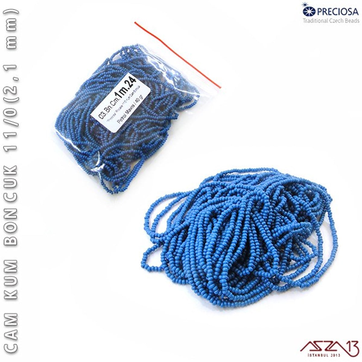 Cam Kum BoncukBONCUK ve TAŞPreciosaPetrol Mavisi Cam Kum Boncuk 11/0 (2,1 mm) 40 gr