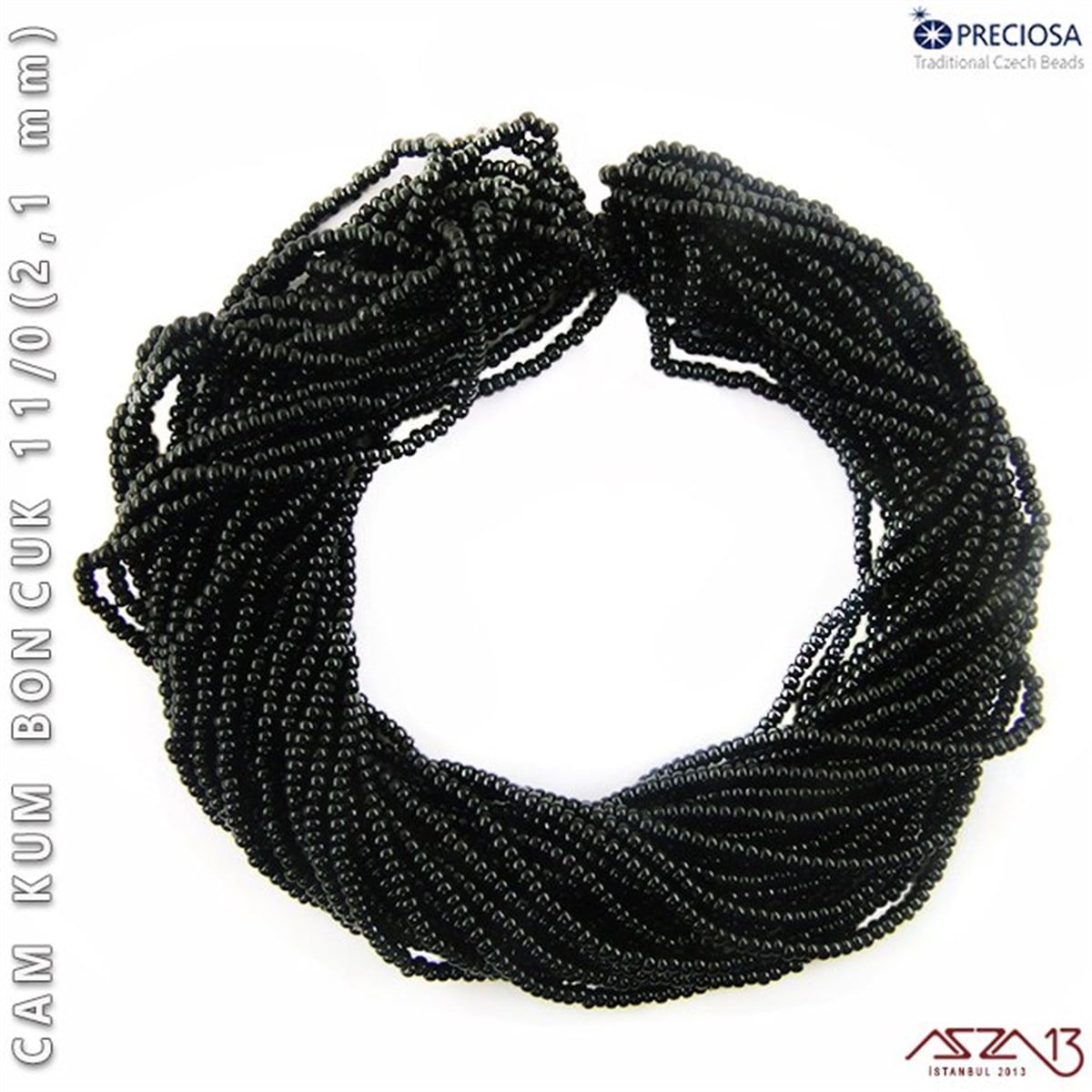 Cam Kum BoncukBONCUK ve TAŞPreciosaSiyah Cam Kum Boncuk 11/0 (2,1 mm) 40 gr
