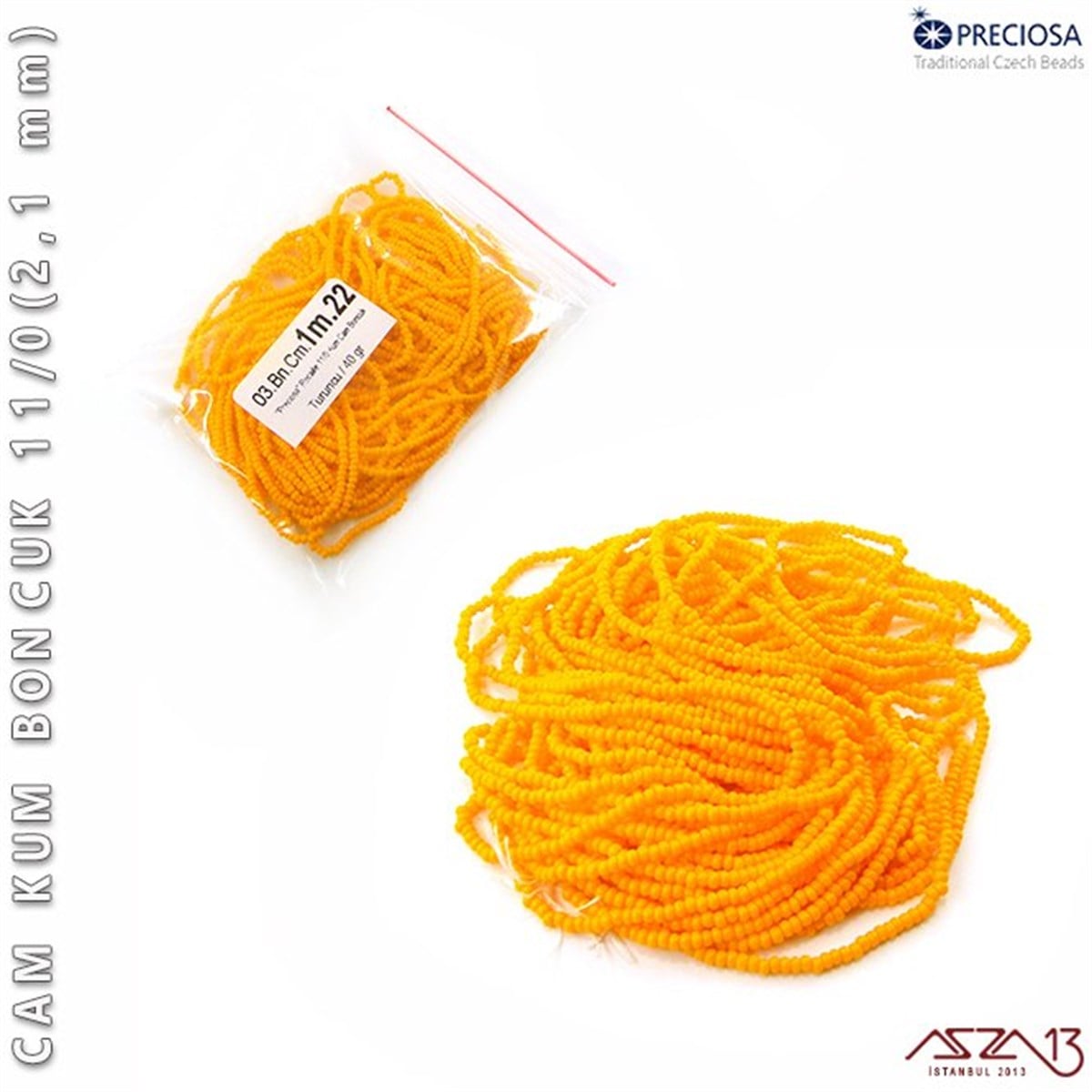 Cam Kum BoncukBONCUK ve TAŞPreciosaTuruncu Cam Kum Boncuk 11/0 (2,1 mm) 40 gr